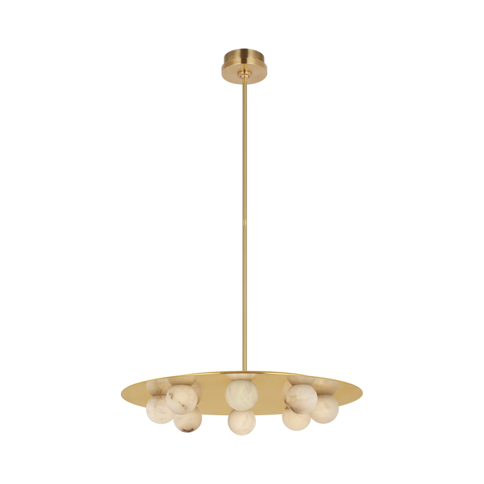 Mirrored Antique Brass 8-Light LED Chandelier with Marble Accents