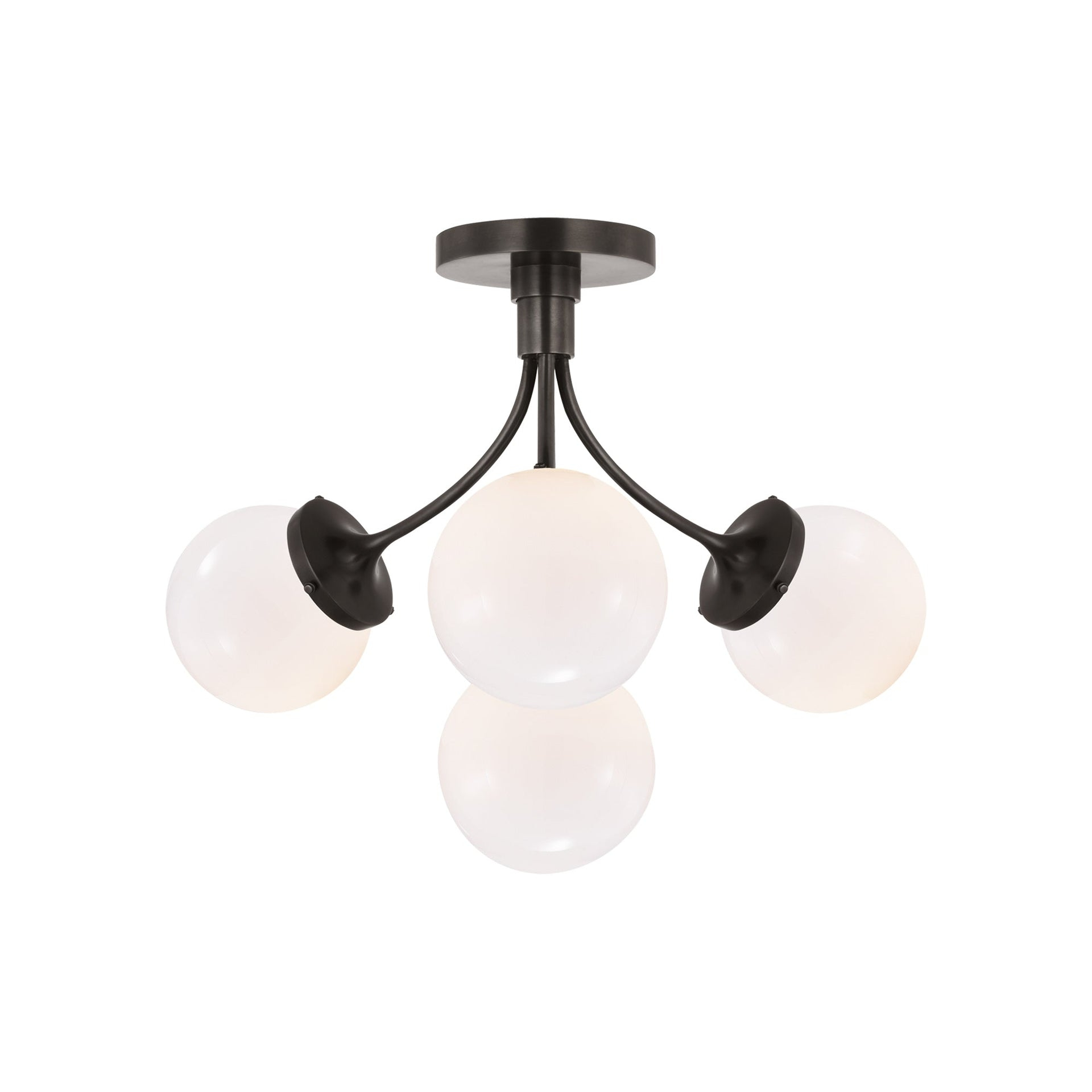 Bronze and Glass 4-Light Globe Semi-Flush Mount