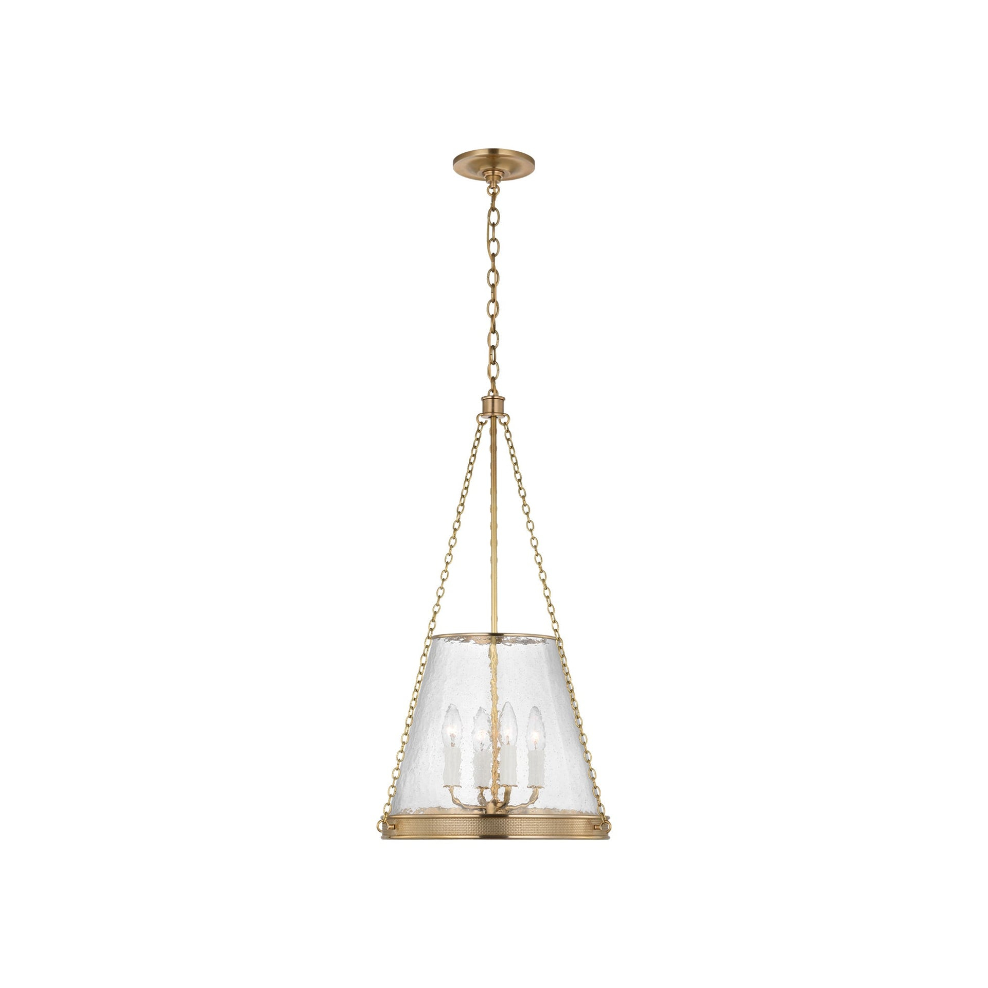 Soft Brass Glass Drum LED Pendant Light