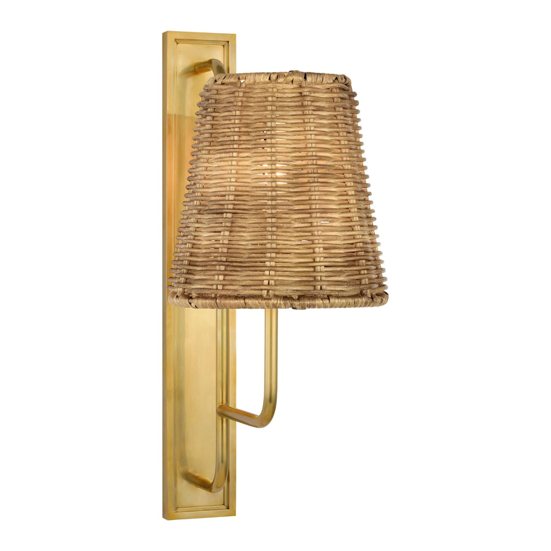 Rui Sconce by Amber Lewis - Antique Brass and Natural Wicker / Large