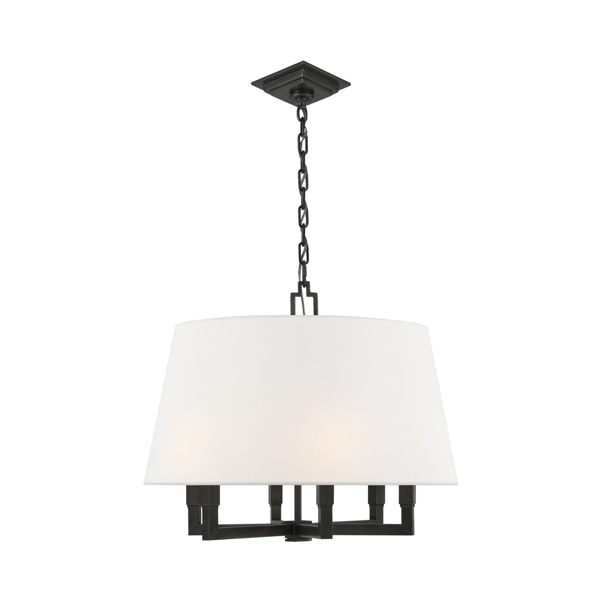Bronze 6-Light Indoor Chandelier with Fabric Drum Shade