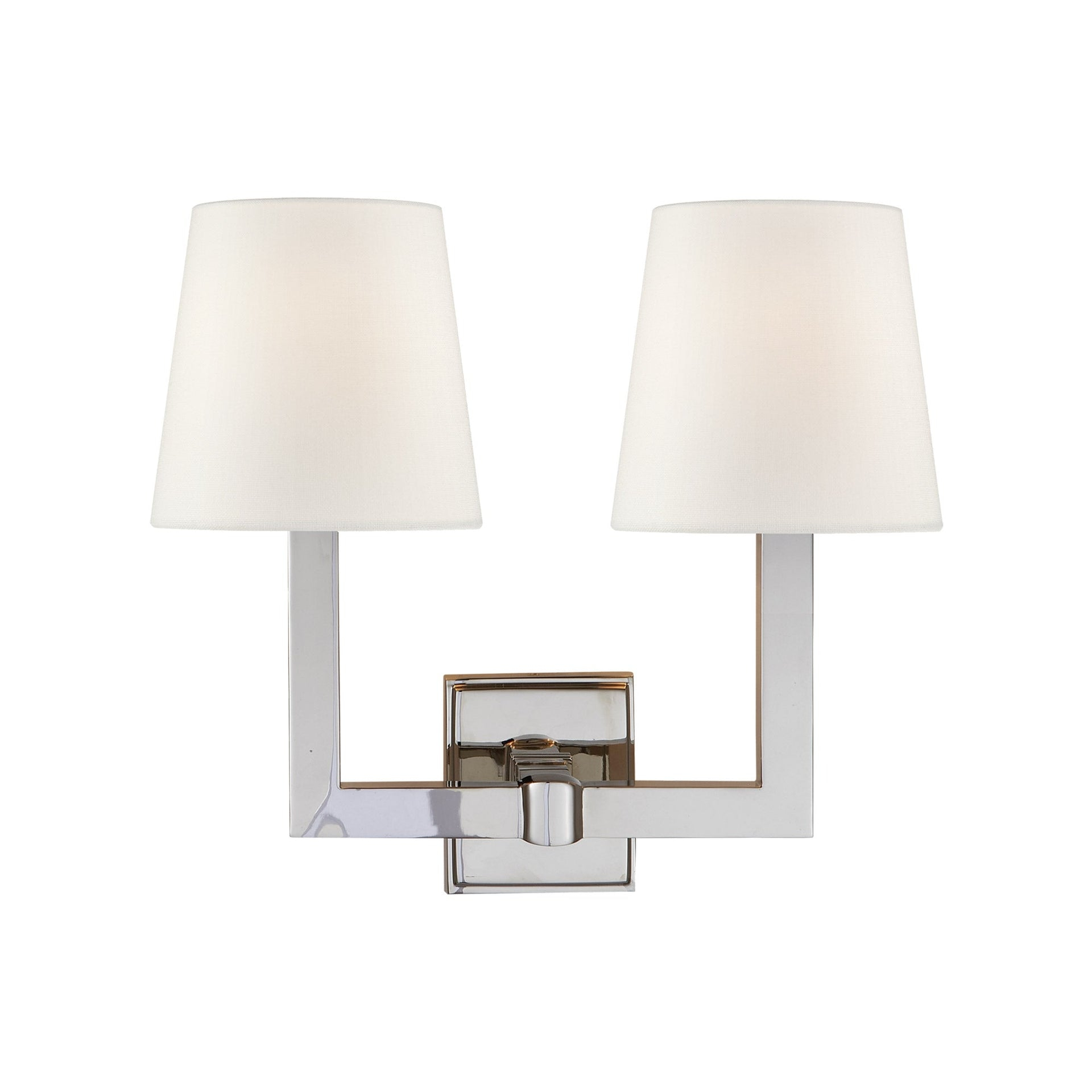 Polished Nickel Double Light Wall Sconce with Fabric Shade