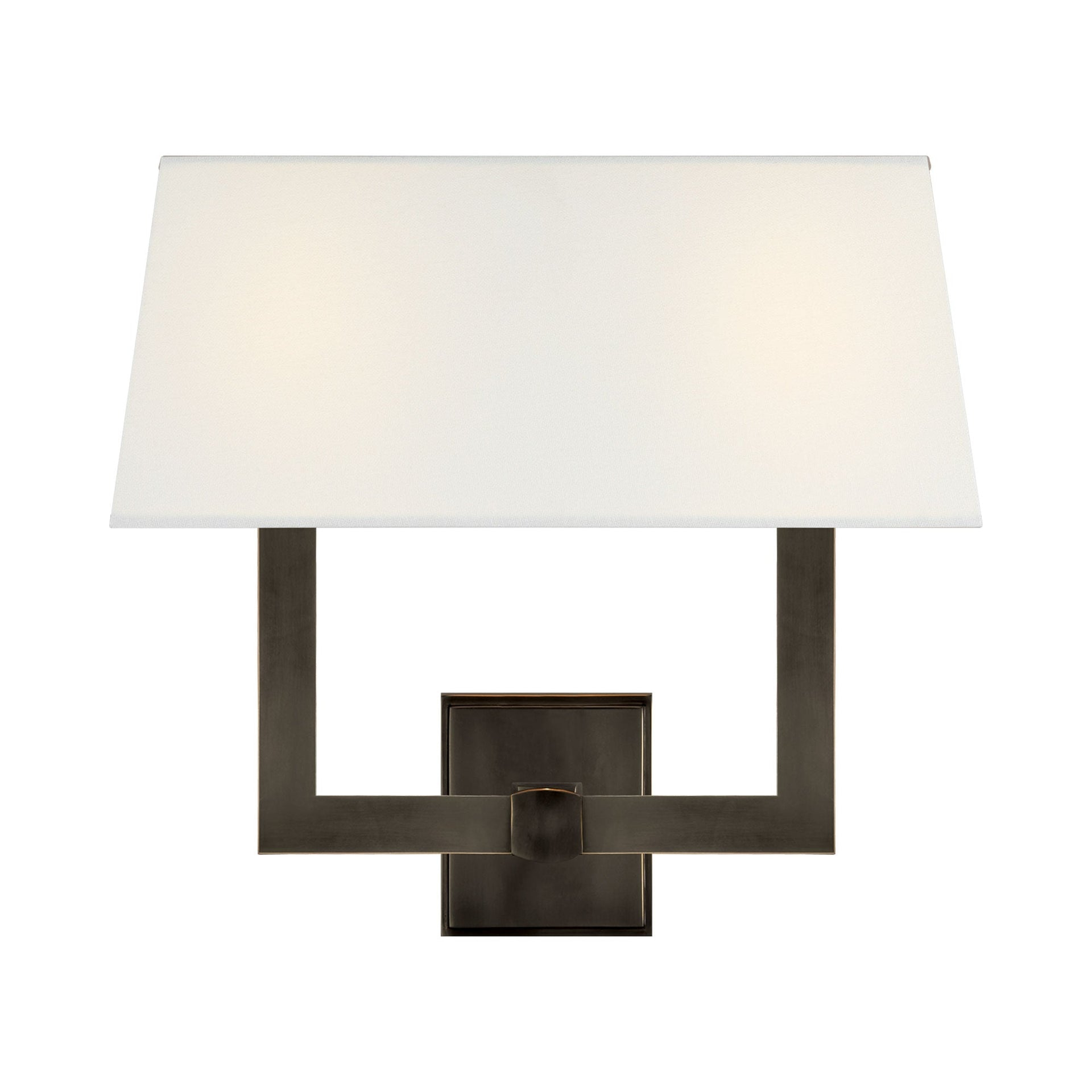 Bronze and Black Double Light Wall Sconce with Paper Shades