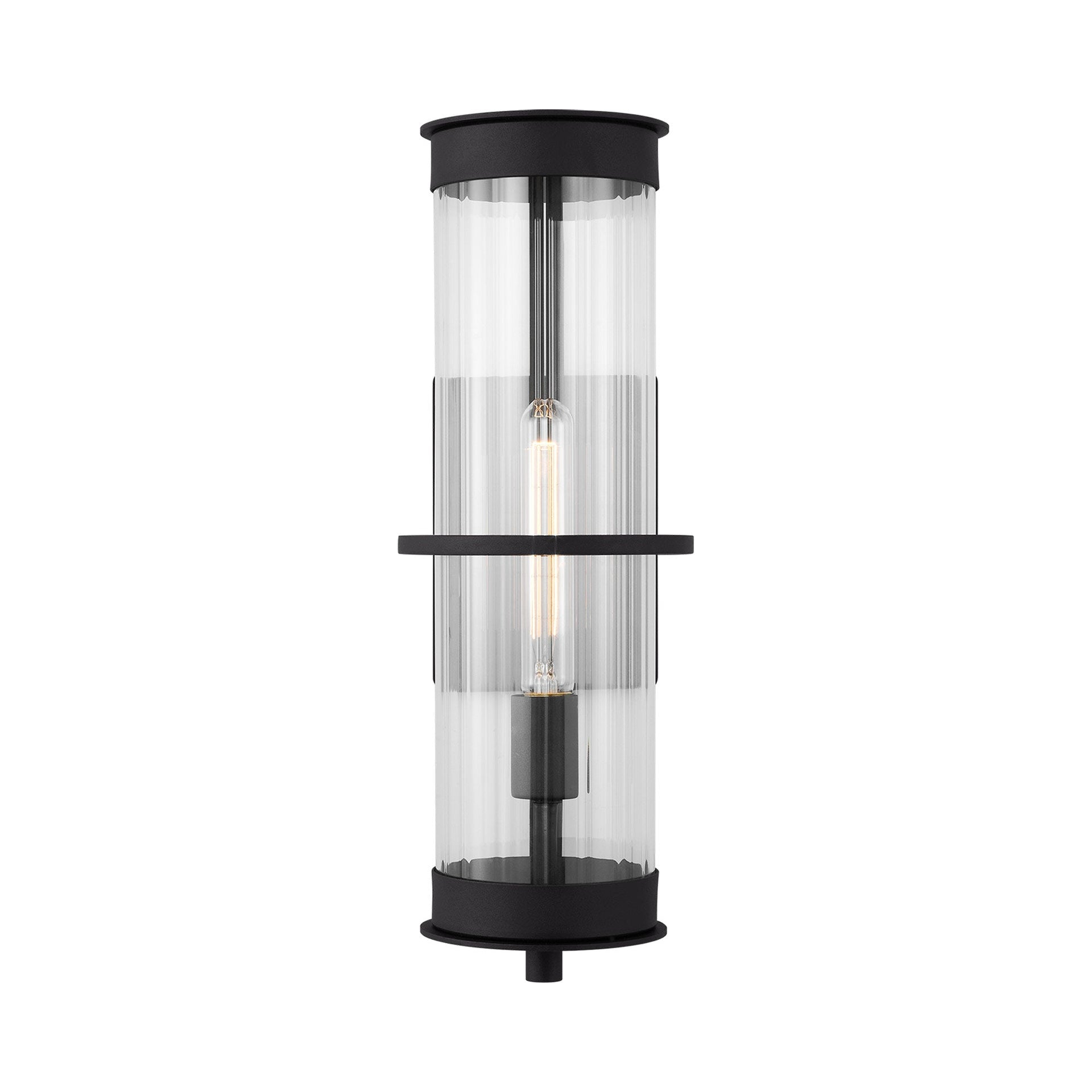 Alcona Black Bronze Outdoor Wall Lantern with Clear Fluted Glass