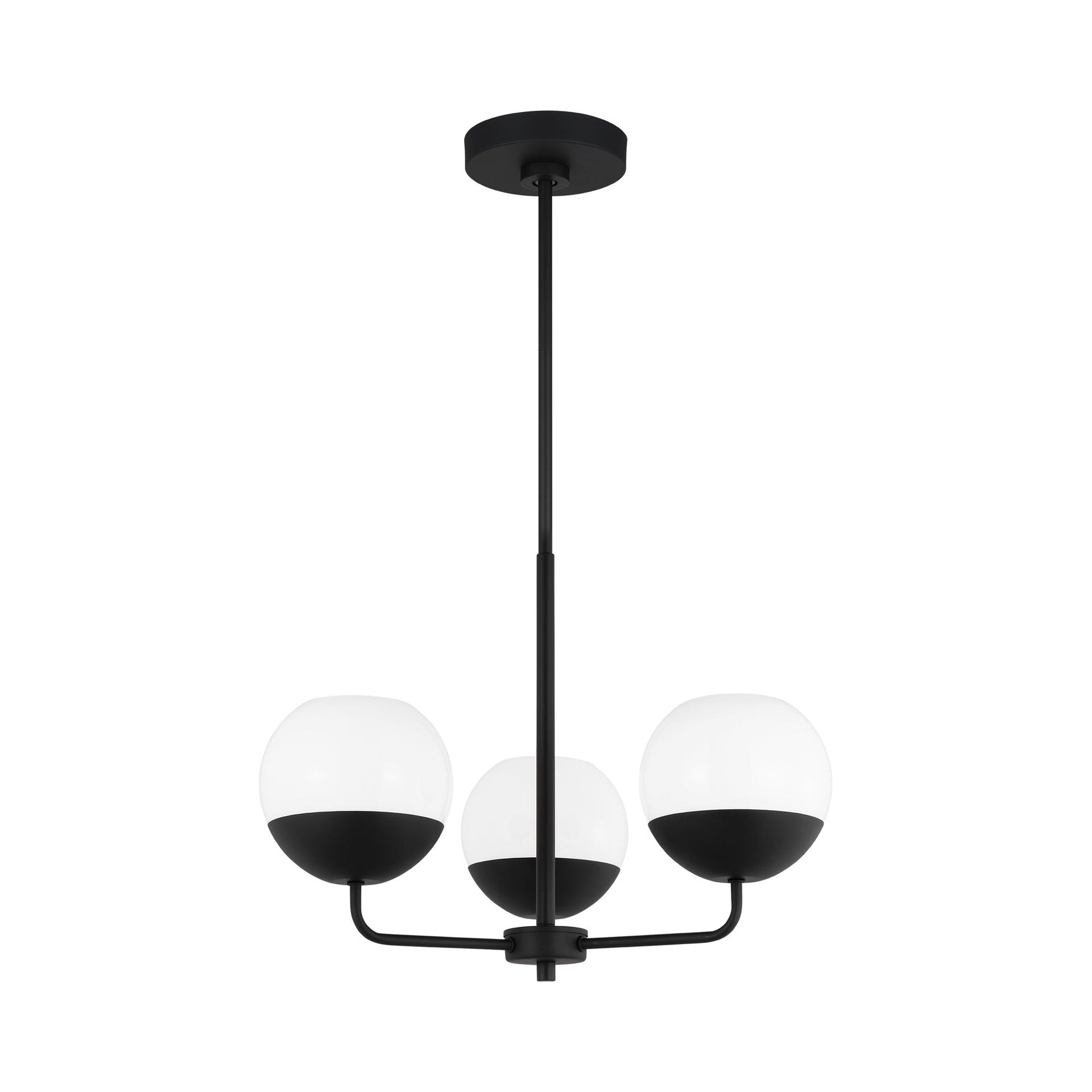 Midnight Black Steel Chandelier with Milk Glass Shades