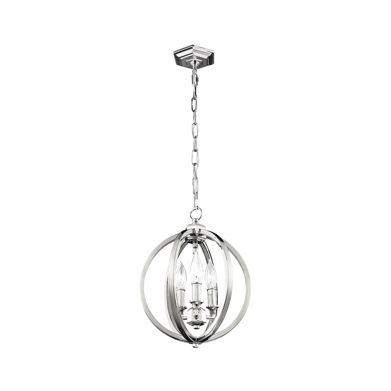 Elegant Polished Nickel 9-Light Crystal Globe Chandelier