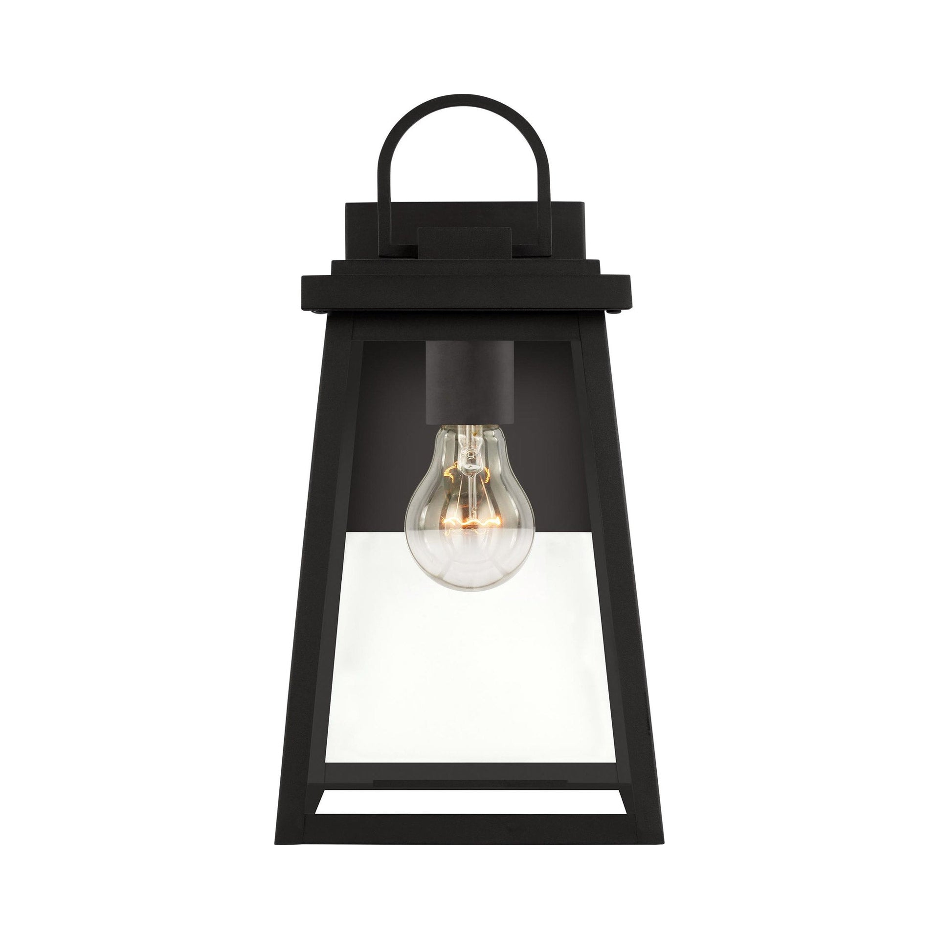 Founders Large 1-Light Black Transitional Exterior Outdoor Wall Sconce with Clear and White Glass Panels Included