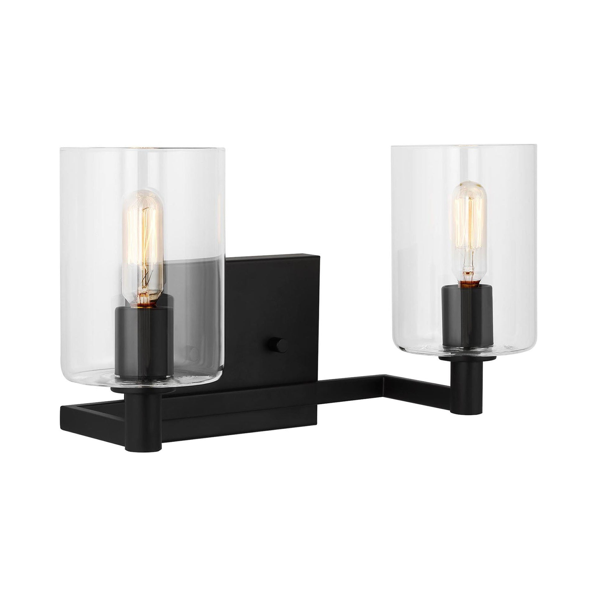 Fullton Midnight Black 2-Light Cylinder Vanity with Clear Glass