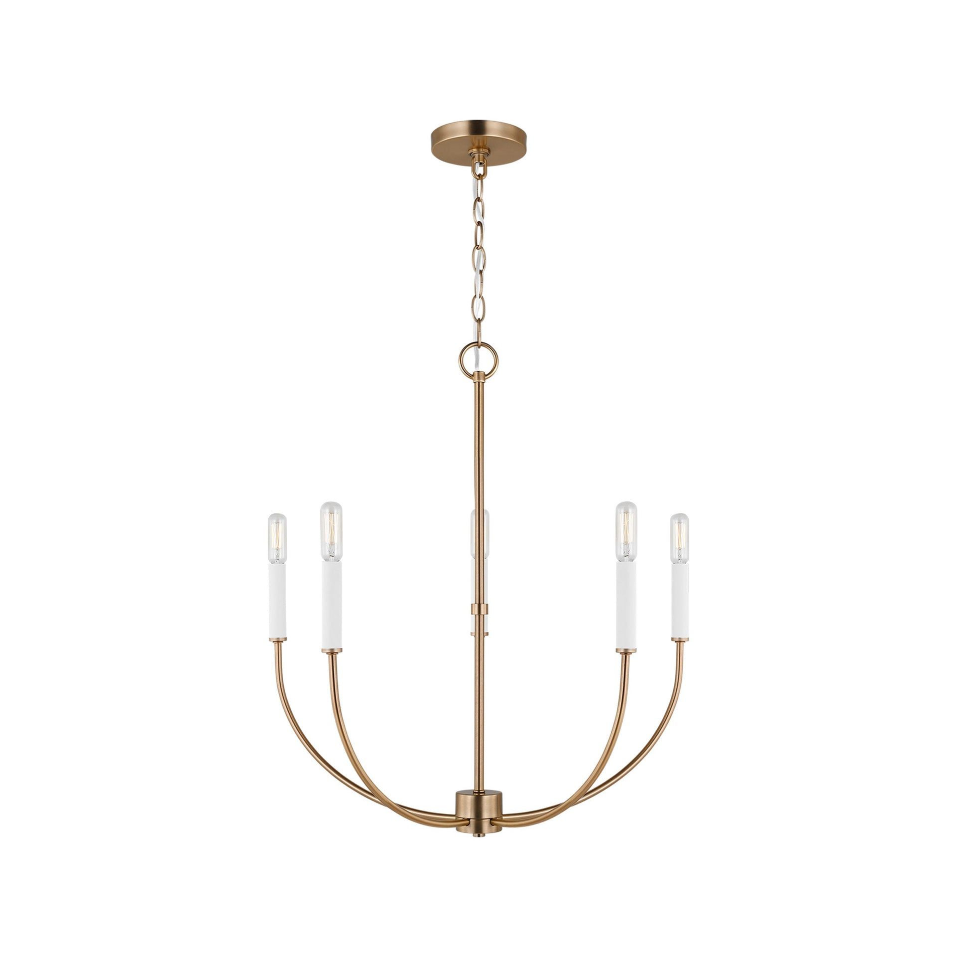 Elegant Satin Brass 5-Light Chandelier with Clear Silver Accents