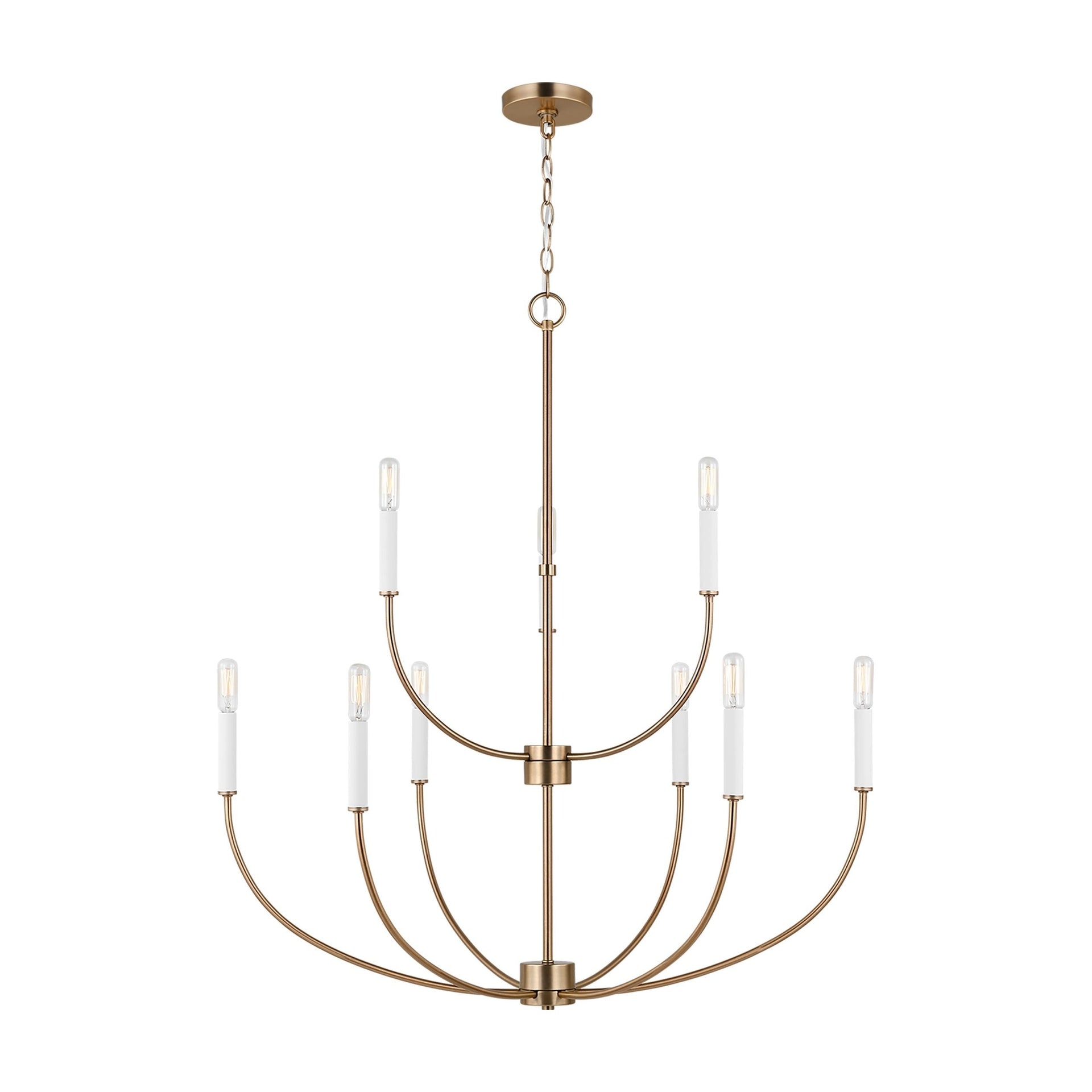 Elegant Satin Brass 9-Light Incandescent Chandelier with Clear Accents