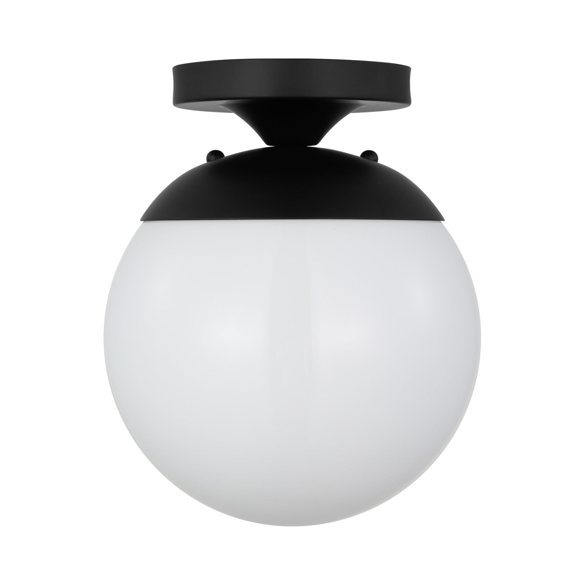 Midnight Black and White Glass Globe Semi Flush Mount Light
