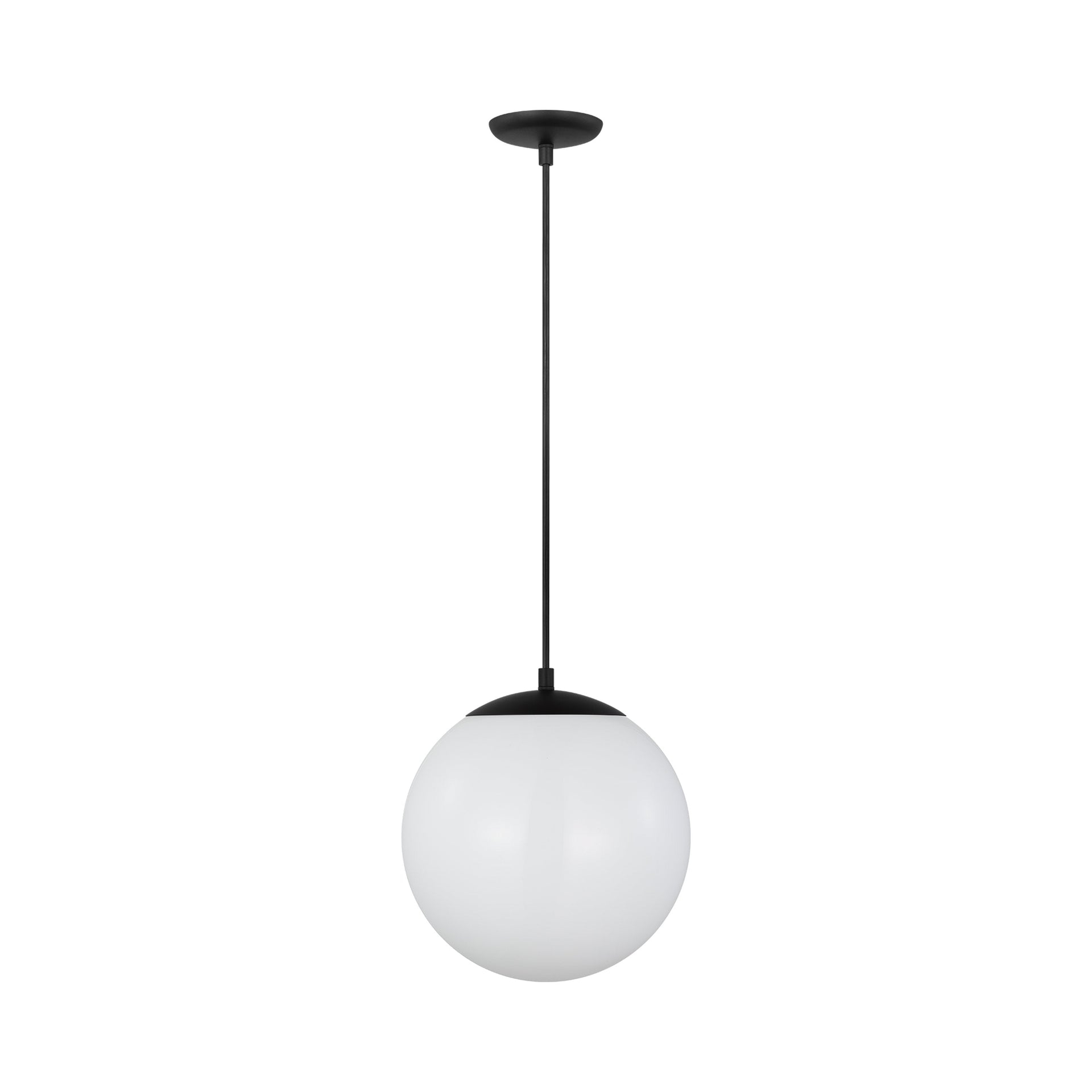 Midnight Black Globe Pendant Lamp with White Glass Shade