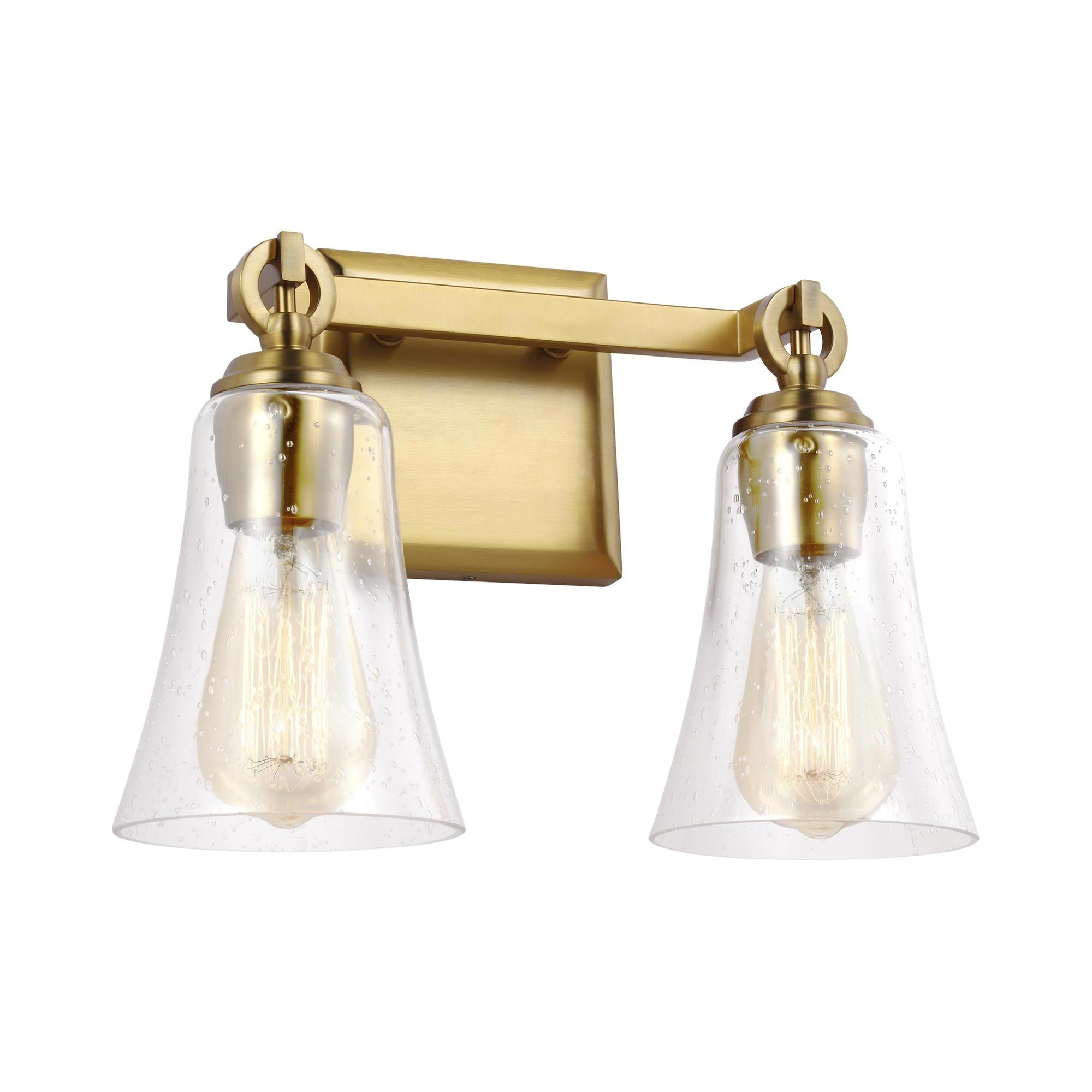 Satin Nickel 3-Light Vanity with Clear Seeded Glass Shades