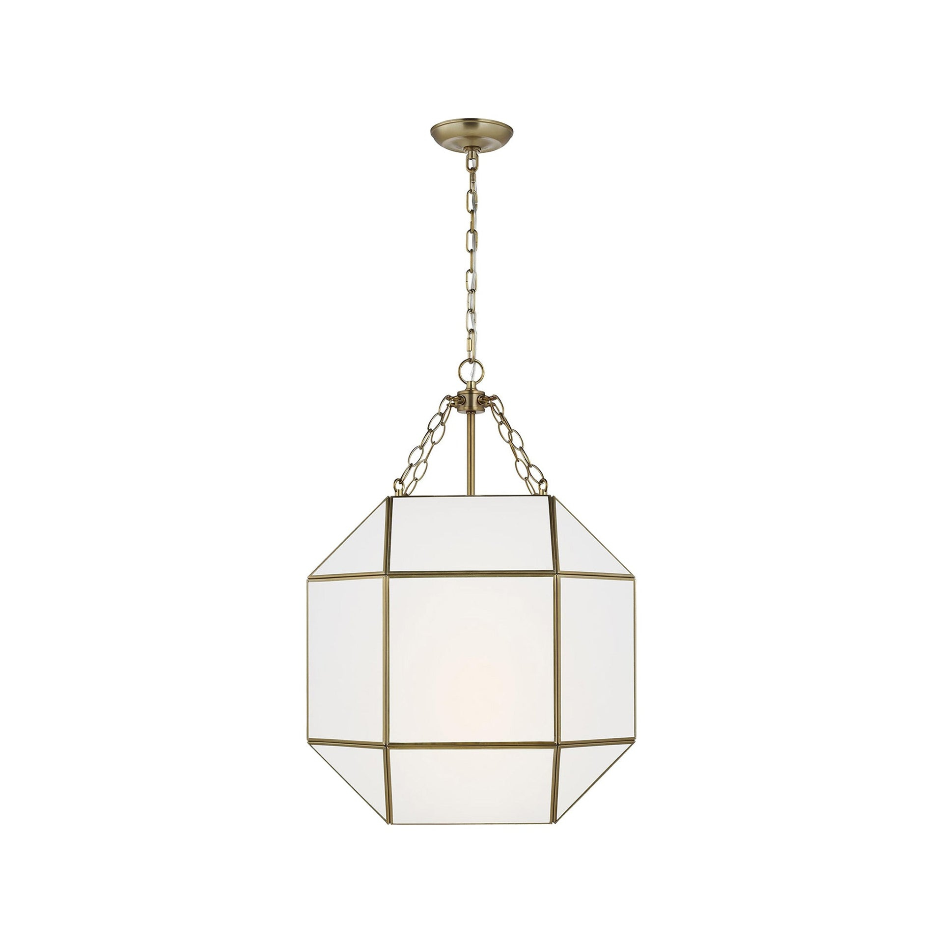 Morrison Satin Brass 3-Light Indoor/Outdoor Pendant with White Glass Shade