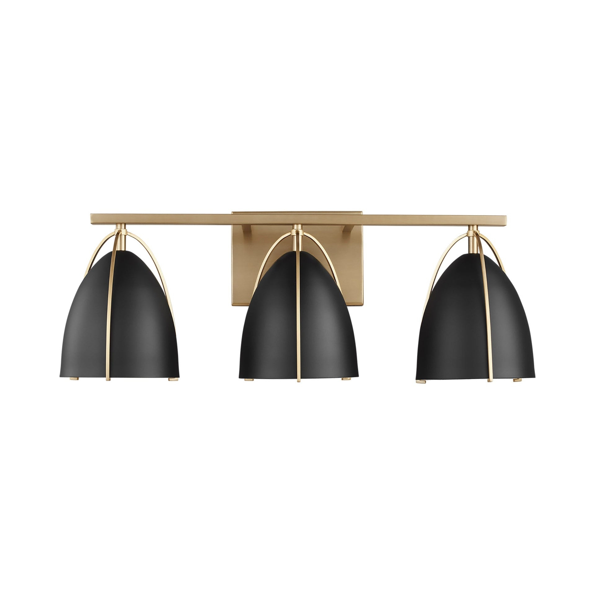 Norman 24.25" Satin Brass Vanity Light with Midnight Black Steel Shades