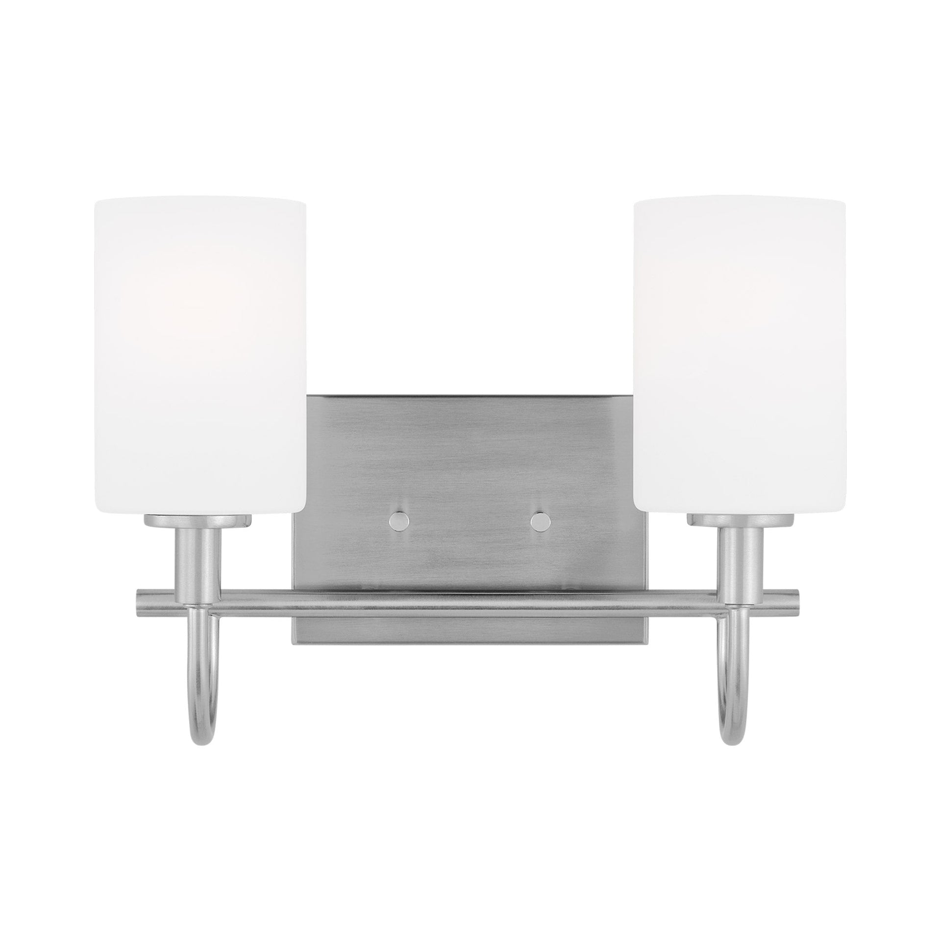 Oak Moore 13.875" Brushed Nickel 2-Light Bath Vanity with Etched Glass