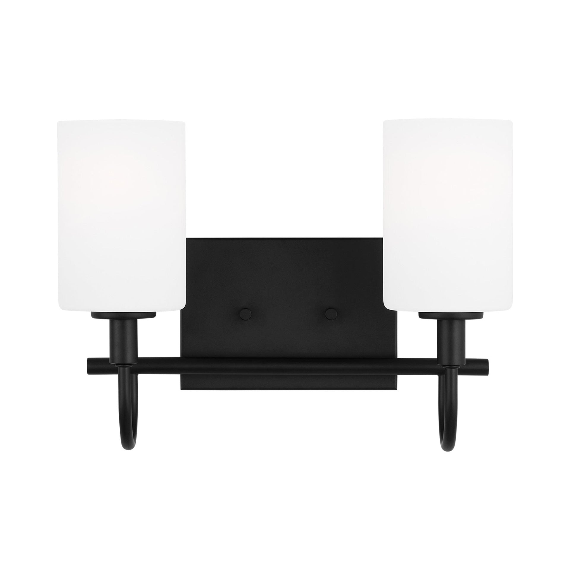 Midnight Black 2-Light Wall Sconce with Etched Glass Shades