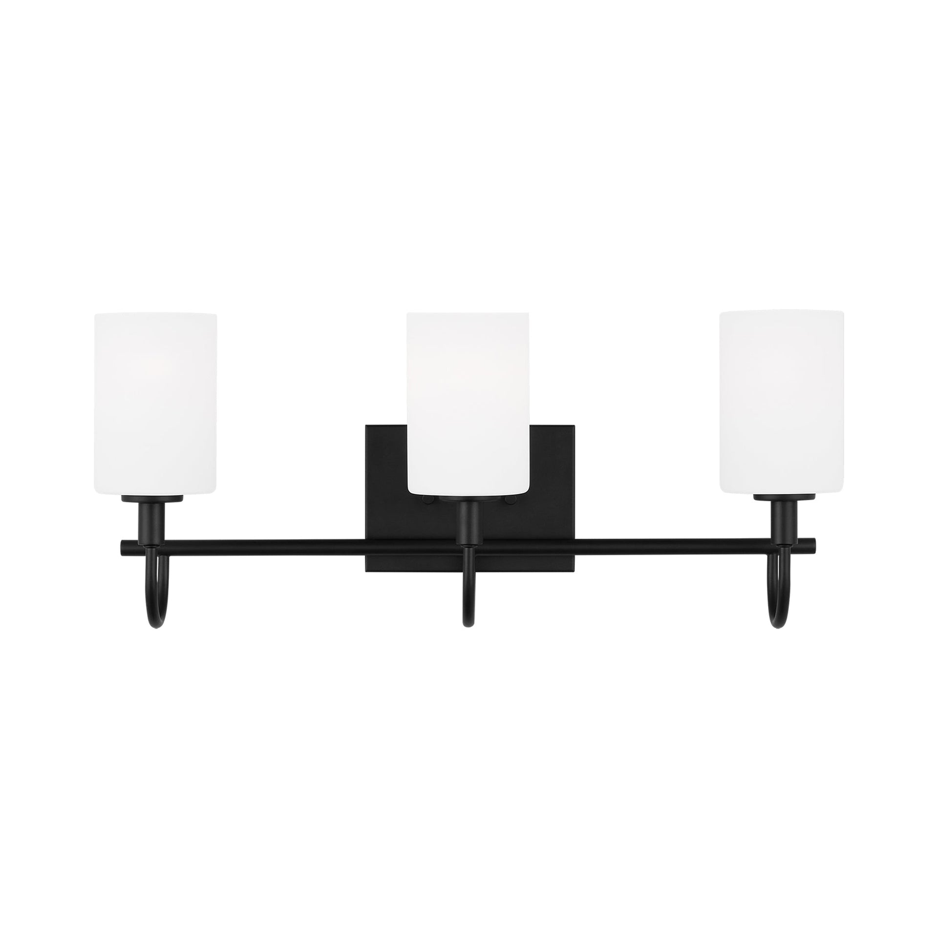 Midnight Black Oak Moore 3-Light Vanity with Etched White Glass