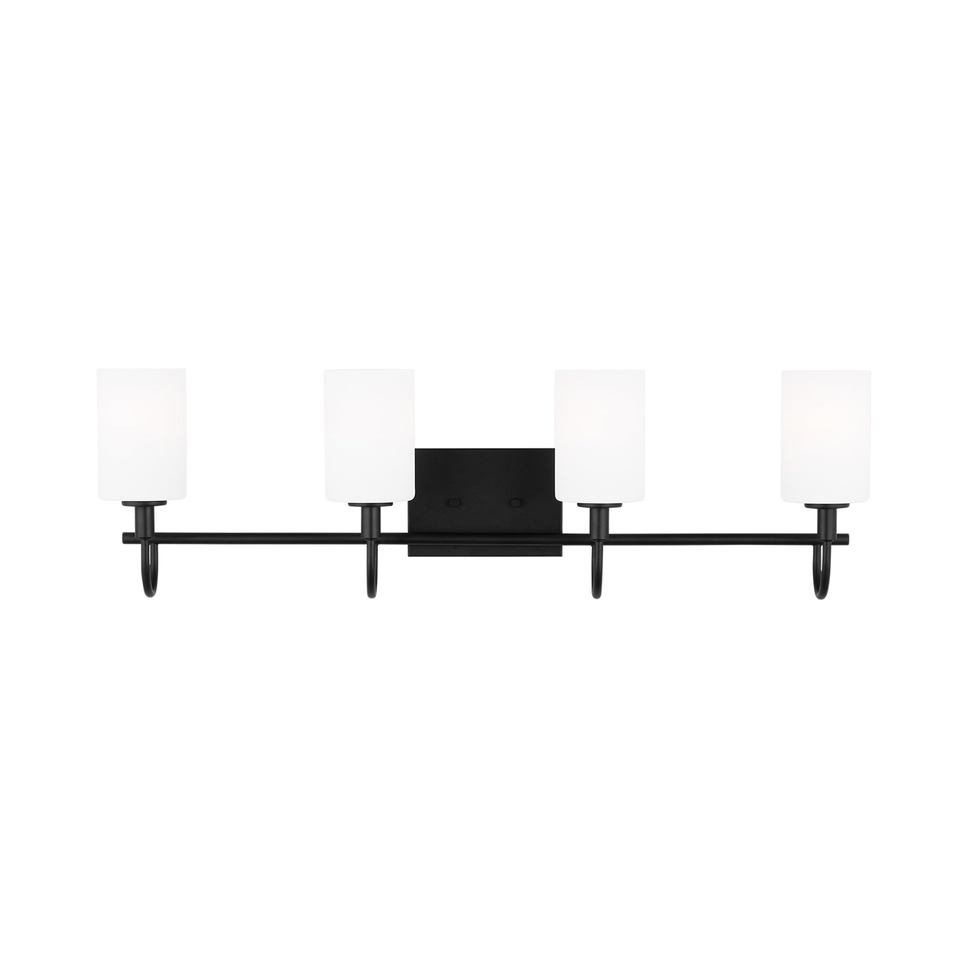 Alvin 4-Light Midnight Black Vanity with Etched White Glass