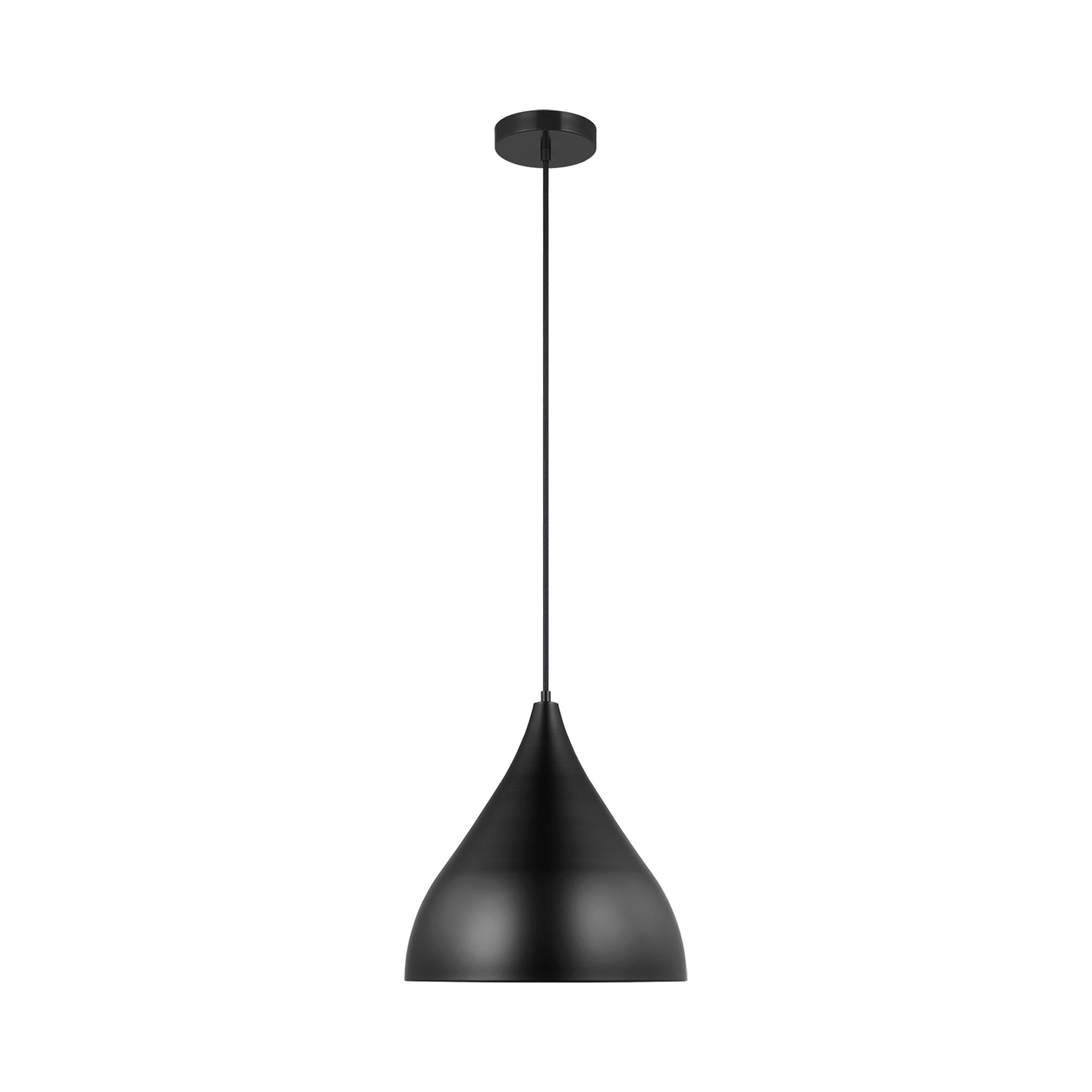 Midnight Black 14" Glass Pendant Light with Steel Shade