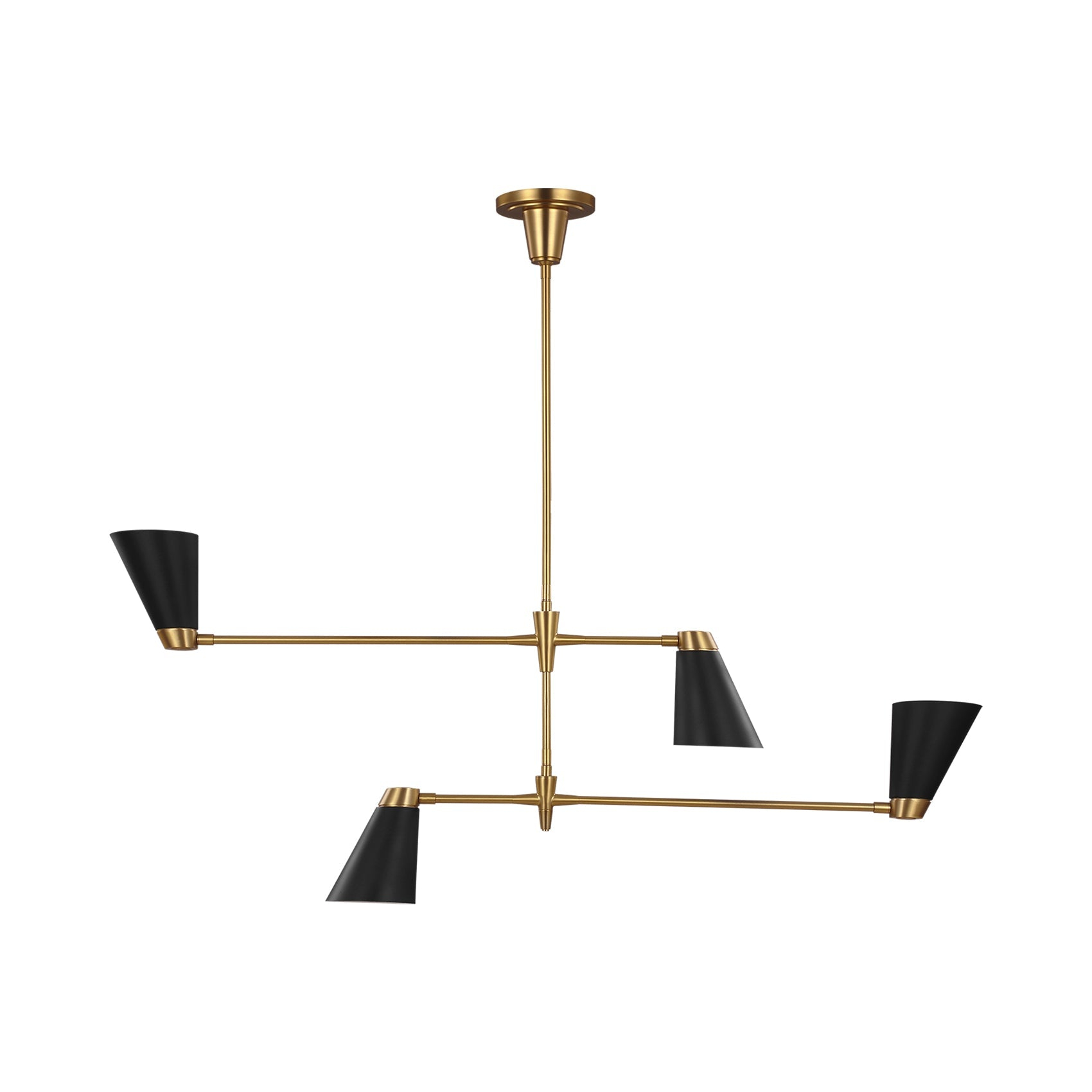 Modern Geometric 21" Brushed Brass Linear Chandelier