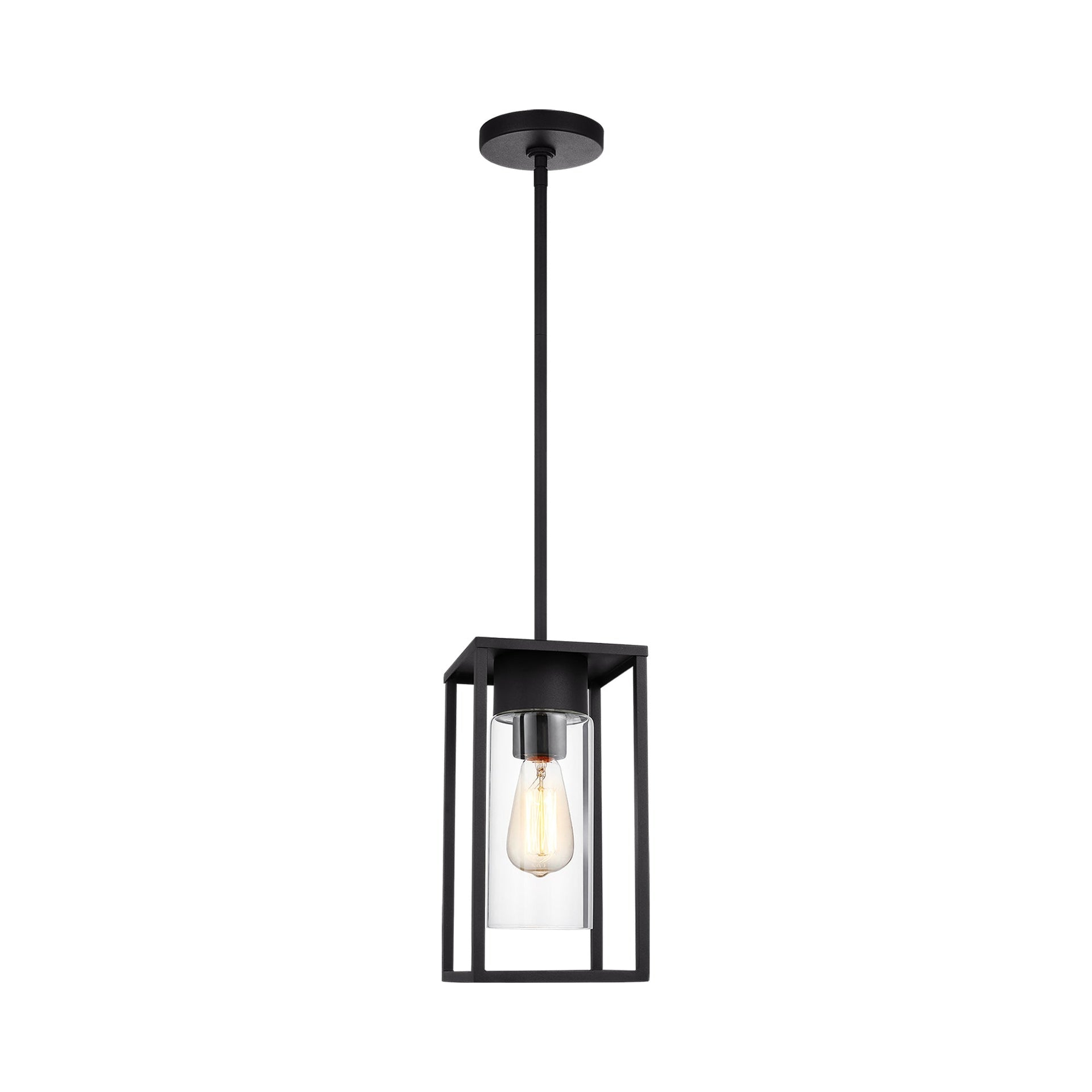 Vado Mini Black Transitional 1-Light LED Outdoor Pendant with Clear Glass