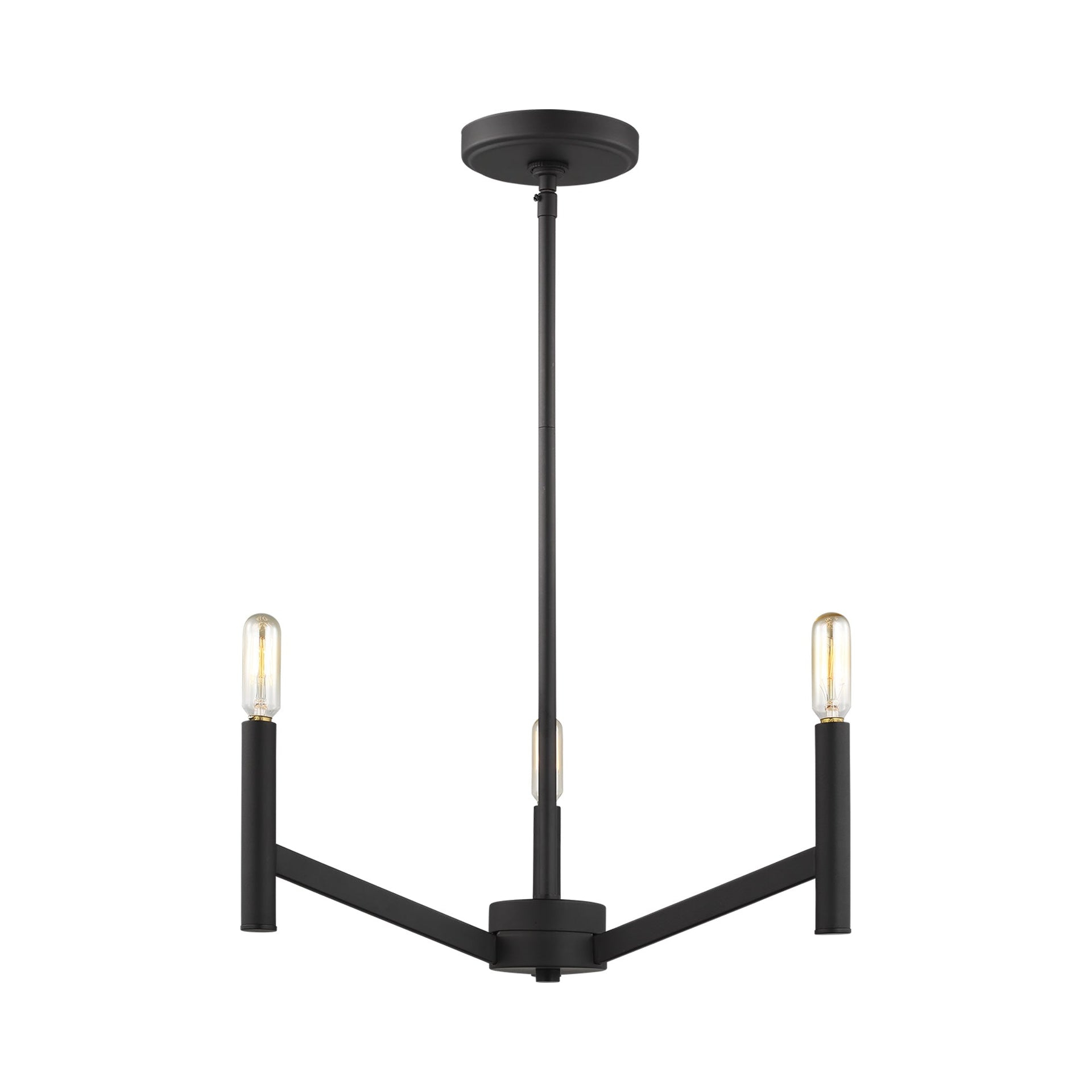 Vector Mini 3-Light Chandelier in Midnight Black with Brass Accents