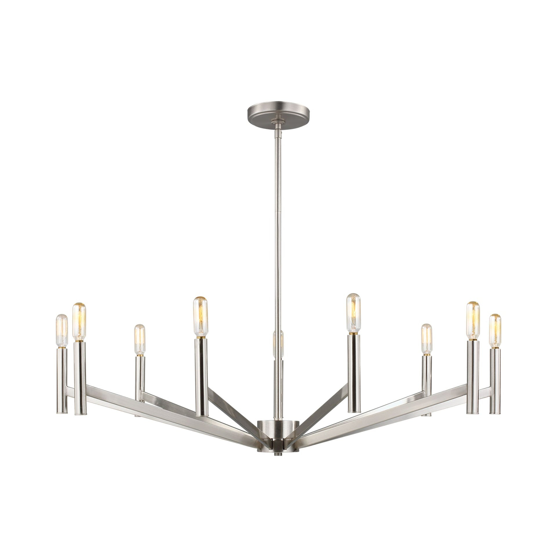 Brushed Nickel 9-Light LED Chandelier with Exposed Bulbs