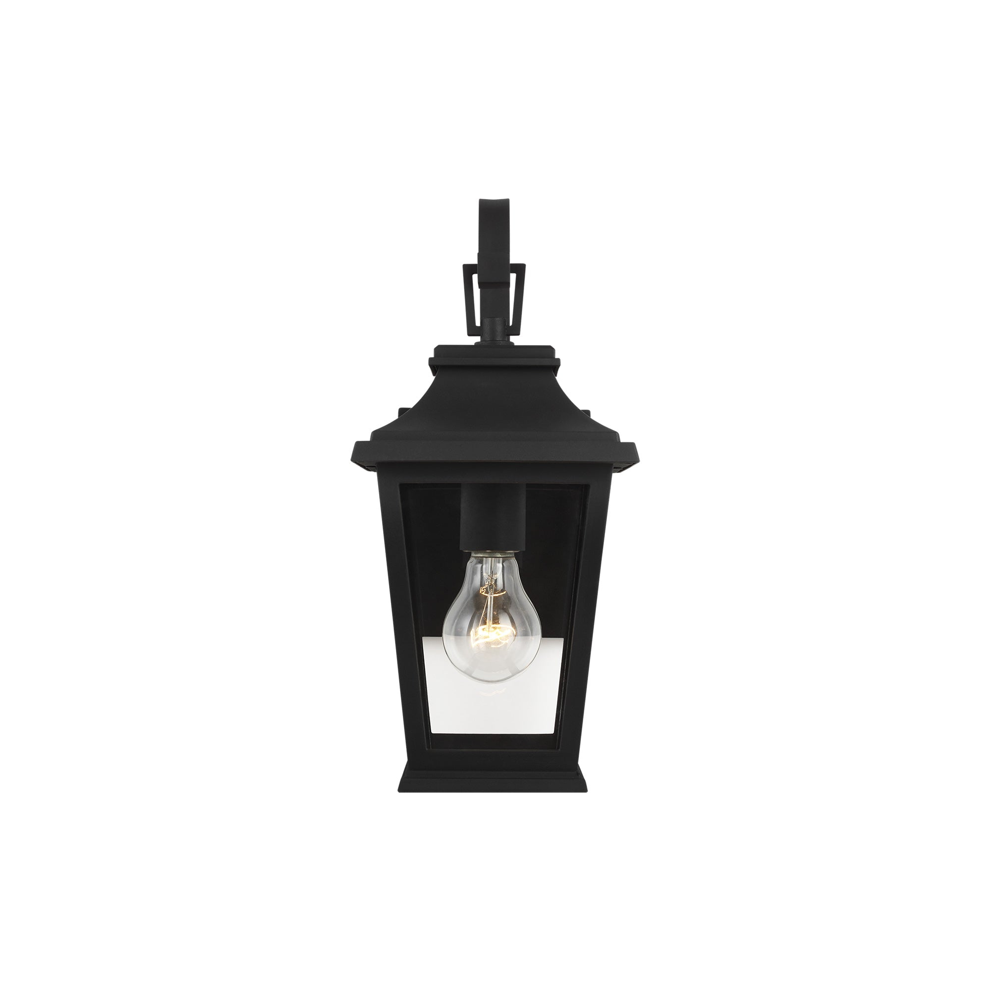 Warren Textured Black Dimmable Lantern Sconce with Clear Panels