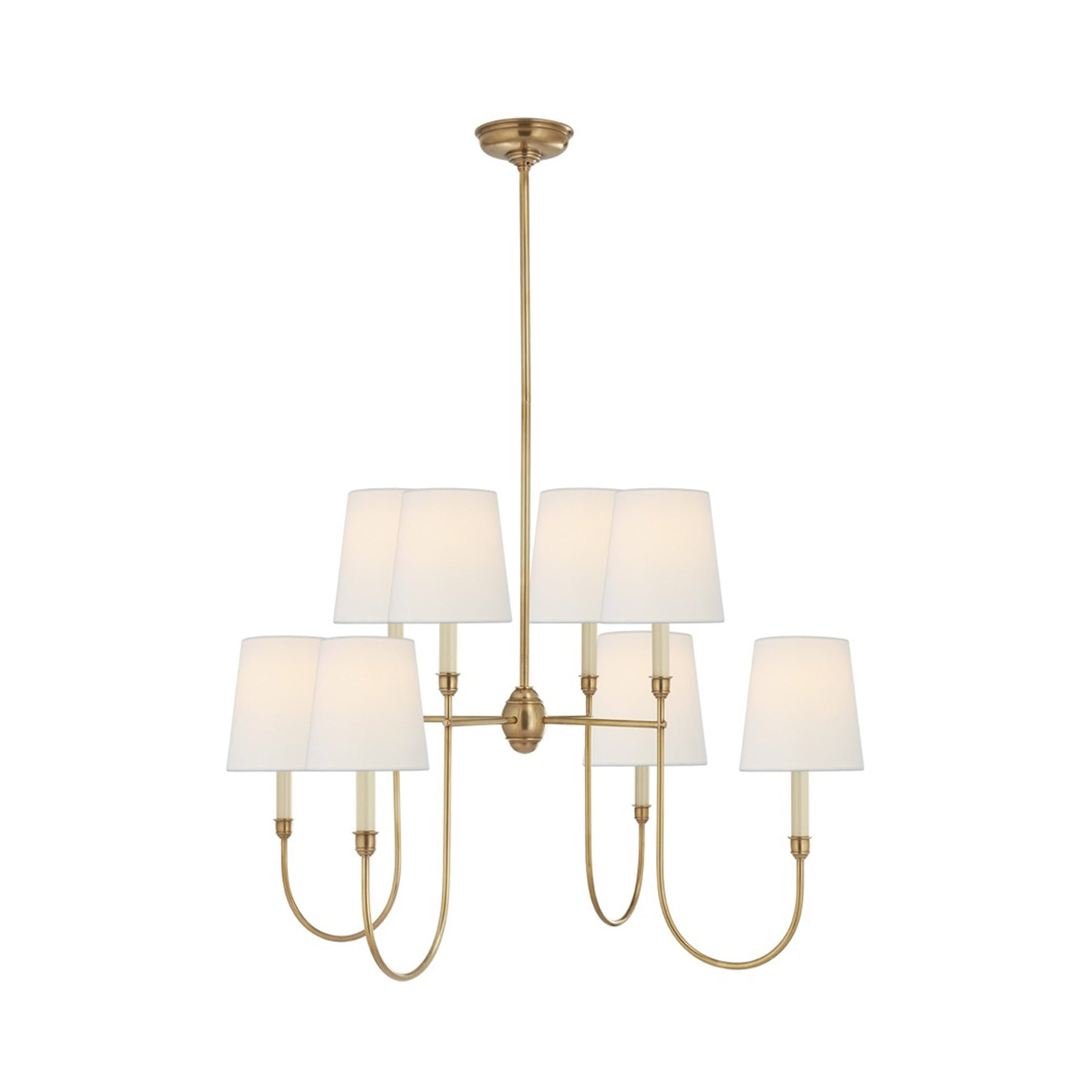 Hand-Rubbed Antique Brass 8-Light Chandelier with Shades