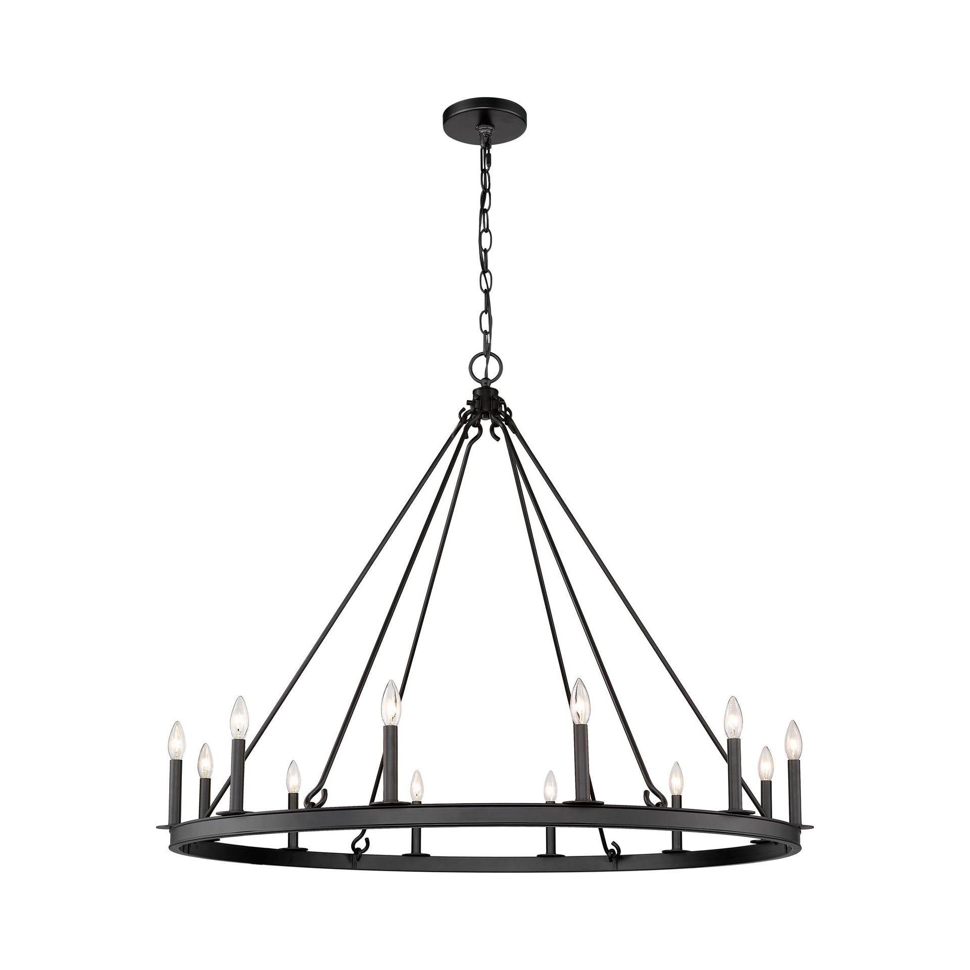 Matte Black 12-Light Candle-Inspired Chandelier