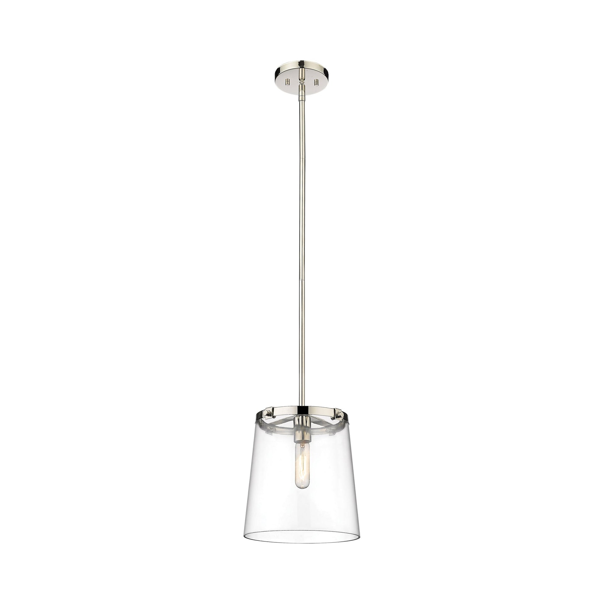 Polished Nickel 10" Glass Pendant Light with Seedy Shade