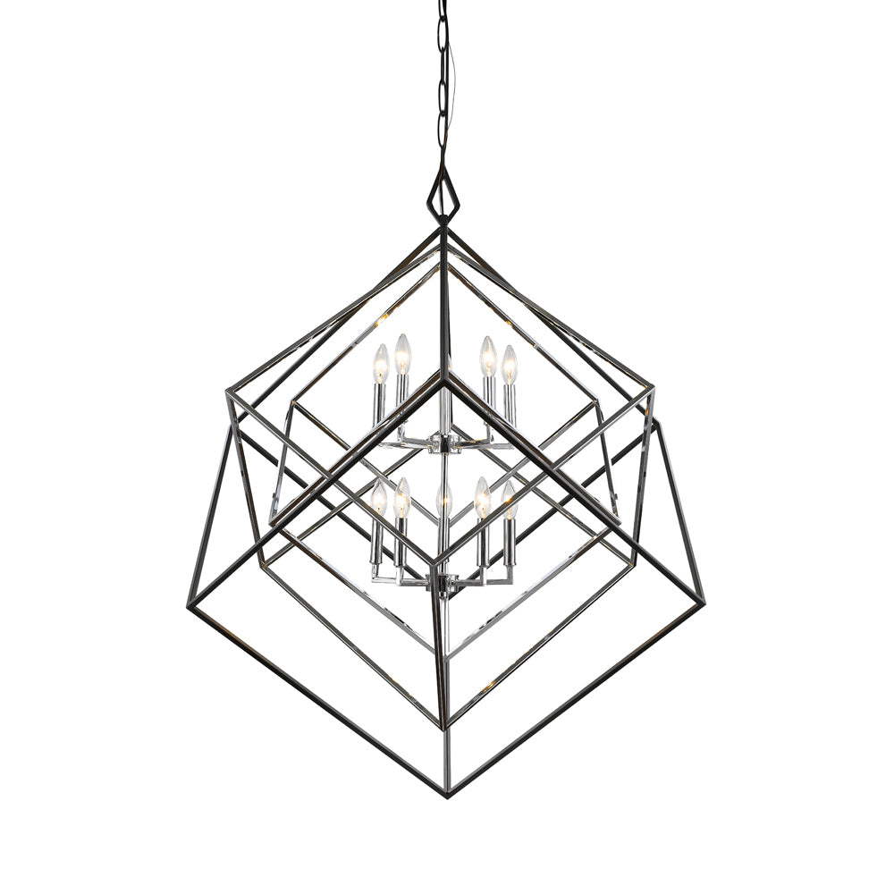 10 Light Chandelier In Linear Style 41.5 Inches Wide By 44.5 Inches High-Chrome/Matte Black Finish    -Traditional Installation Z-Lite 457-10Ch-Mb