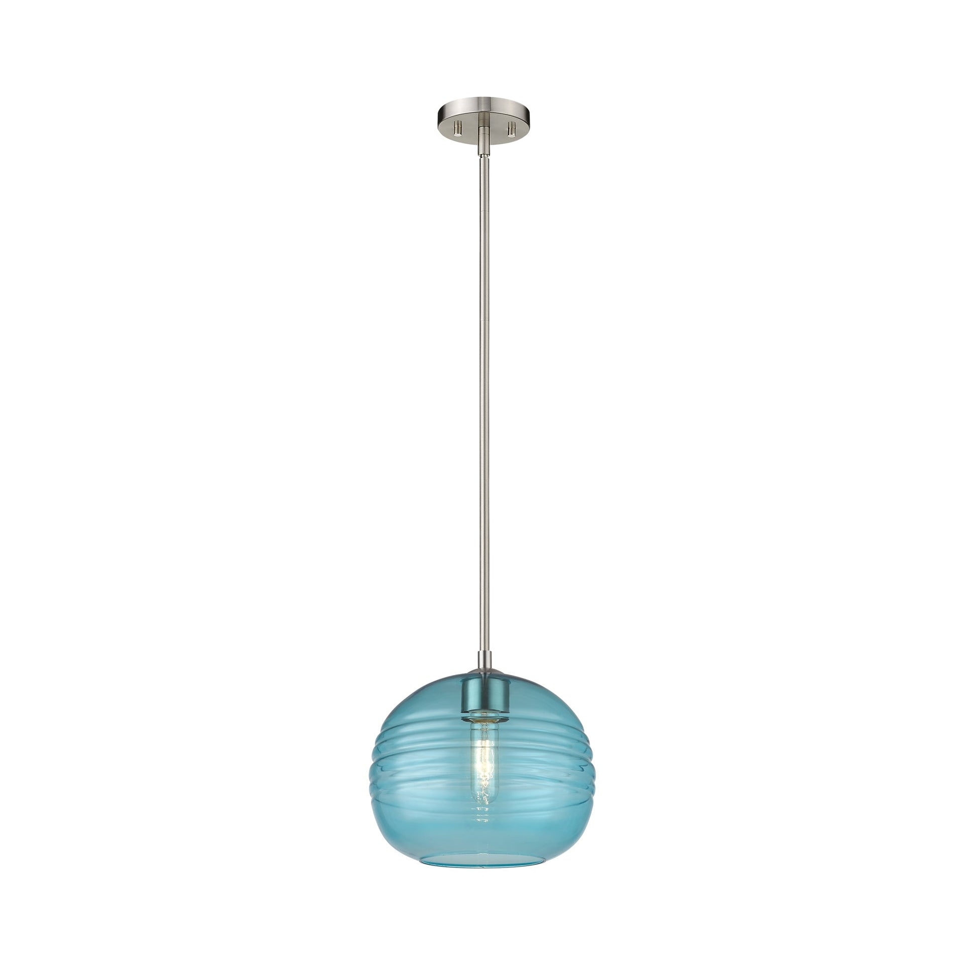 Harmony 10" Translucent Blue Glass Pendant with Brushed Nickel Frame