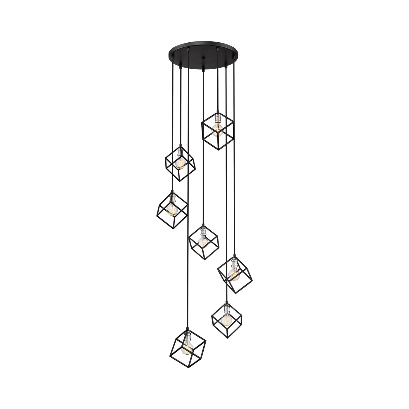 Z-Lite Vertical 7 - Light Chandelier in  Matte Black/Brushed Nickel
