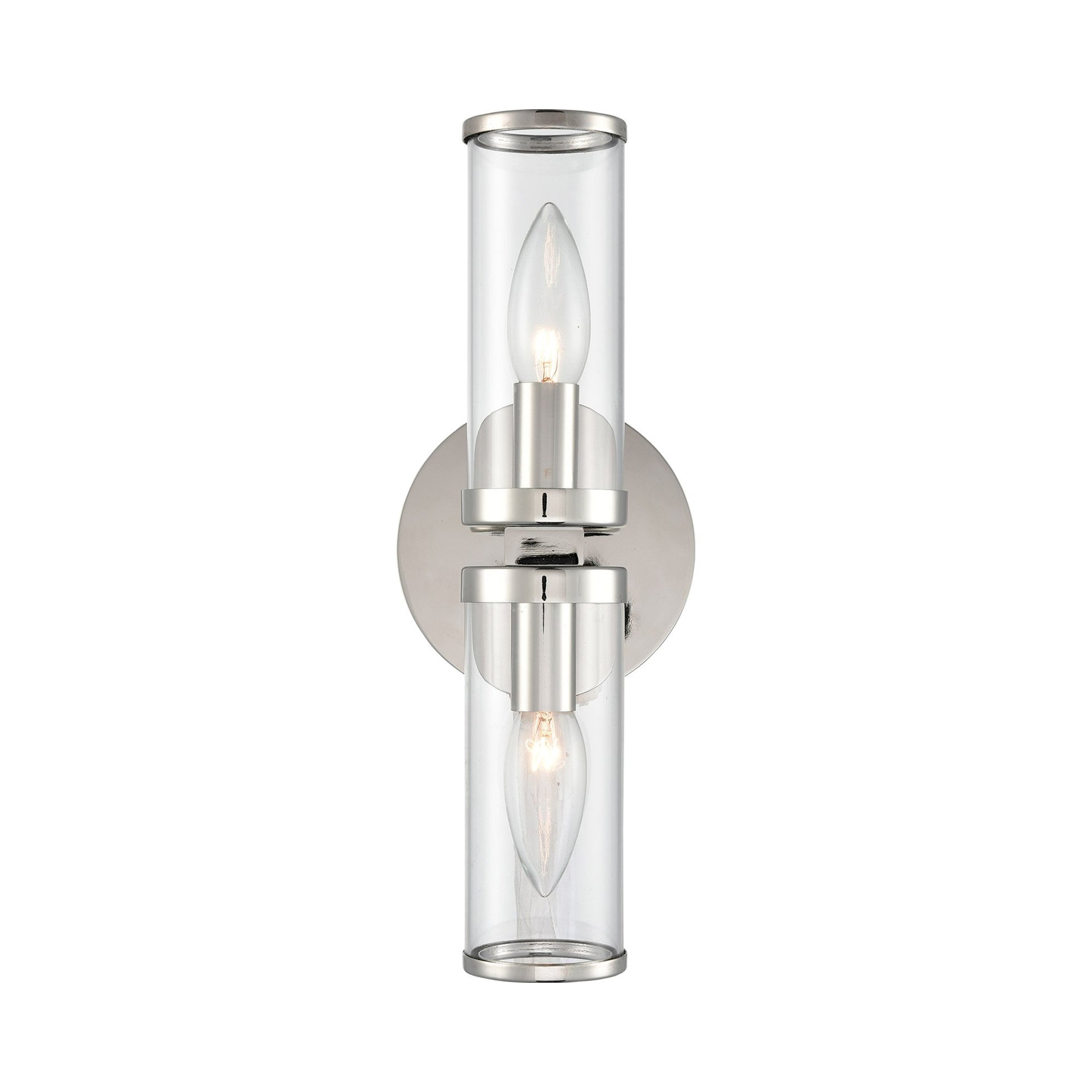 Revolve Elegance Polished Nickel & Clear Glass Cylinder Wall Sconce