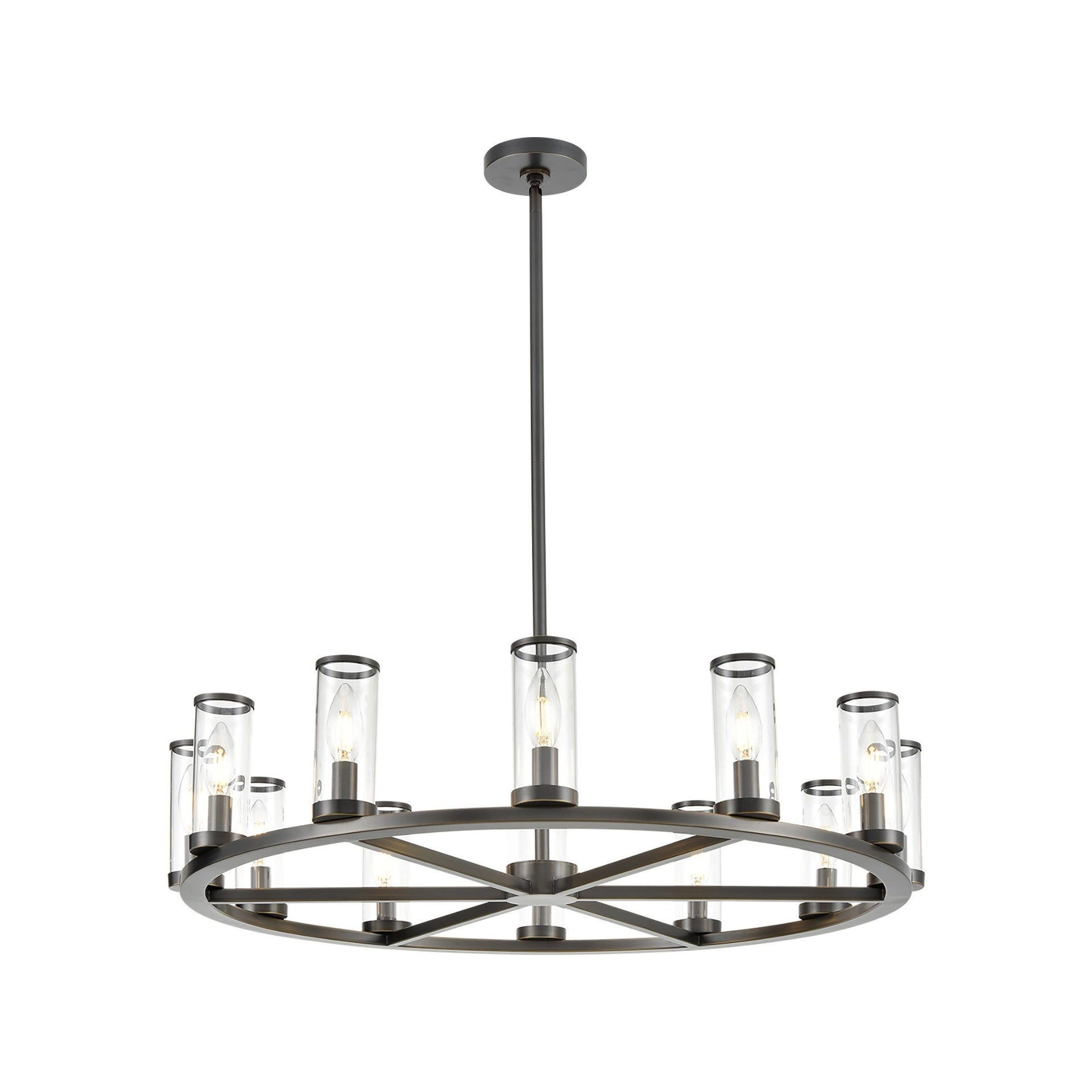 Alora Lighting Revolve 12 - Light Dimmable Wagon Wheel Chandelier