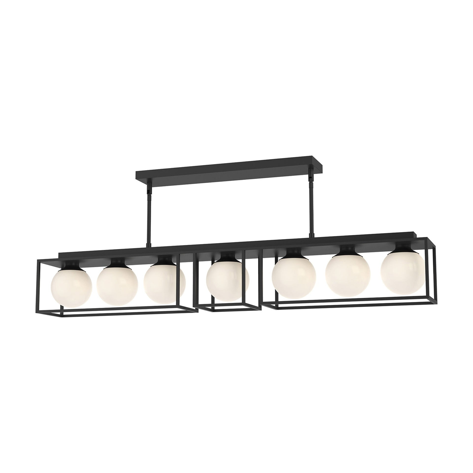 Amelia Matte Black & Opal Glass 47'' LED Linear Pendant Light