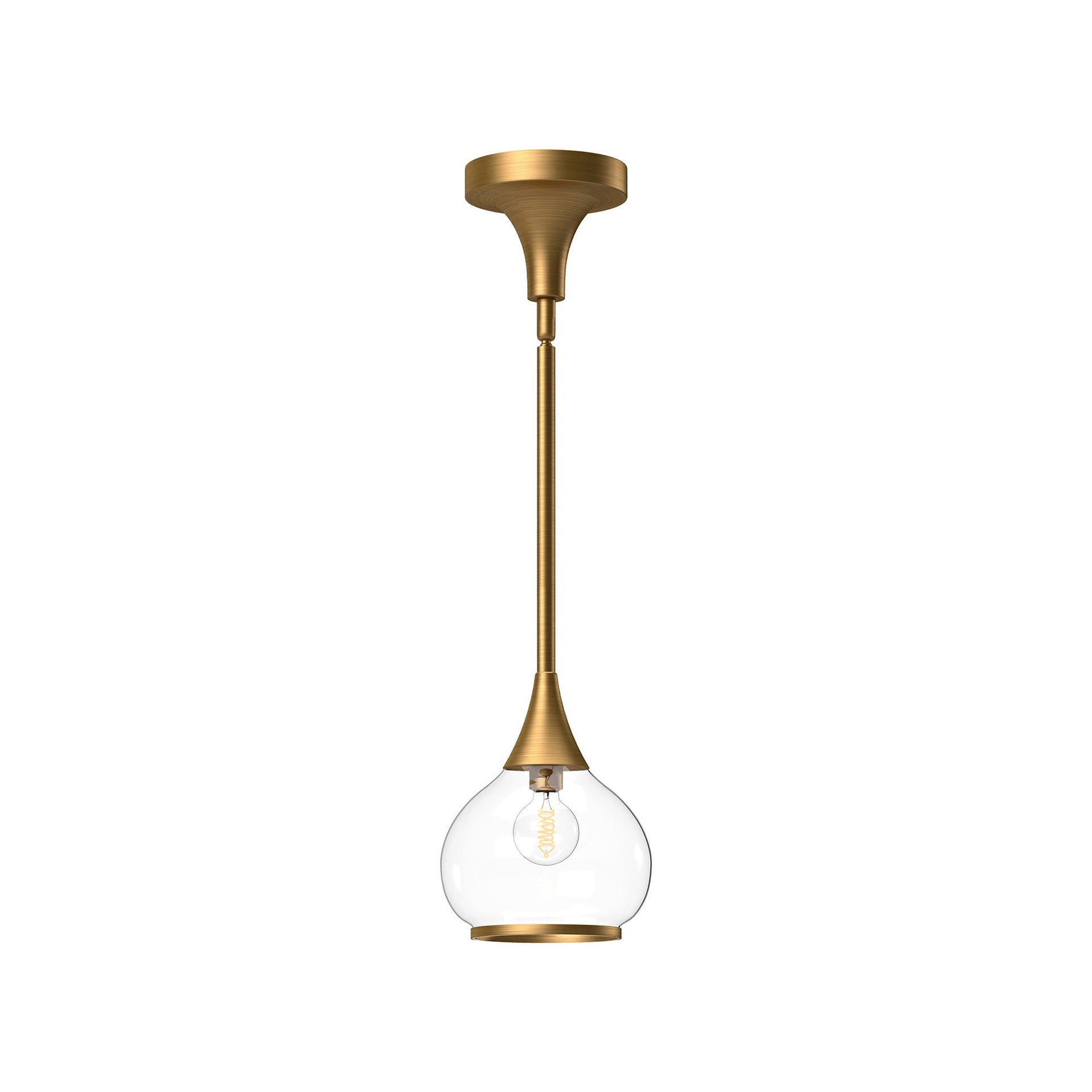 Mini Hazel Aged Gold & Matte Black 8" Bowl Pendant Light