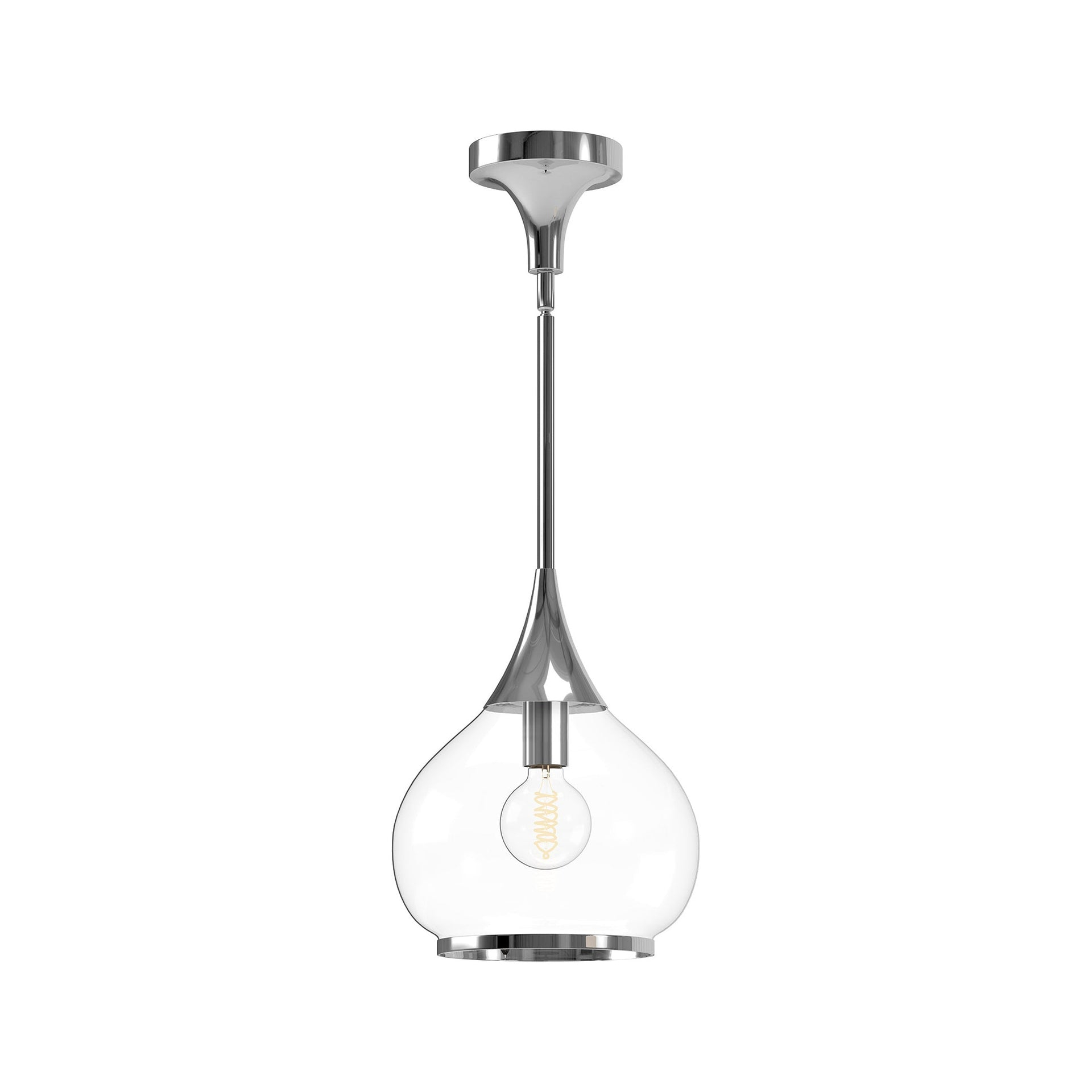 Hazel Vintage-Inspired 10'' Matte Black and Chrome Glass Pendant Light