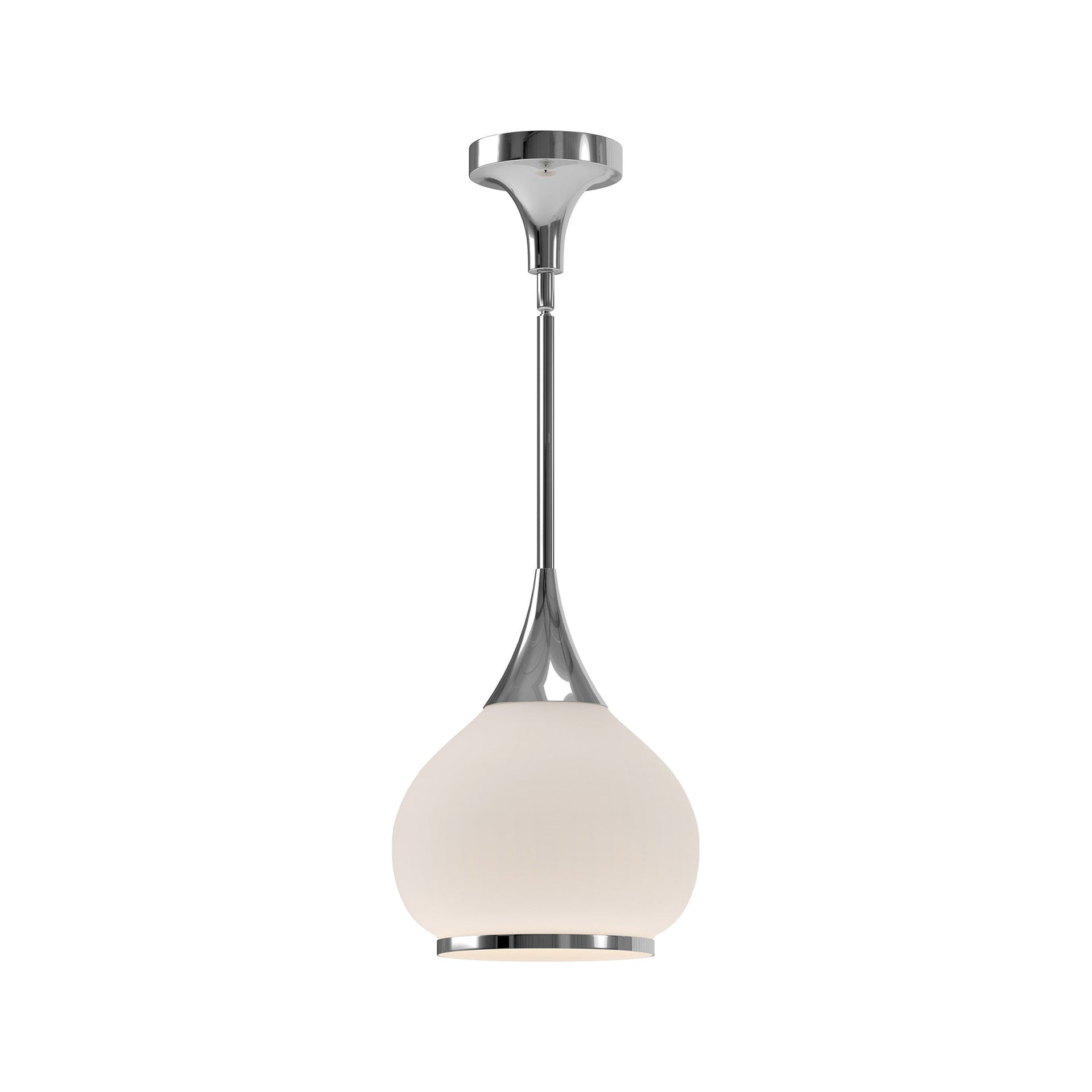 Chrome and Matte Black Glass Bowl Pendant Light