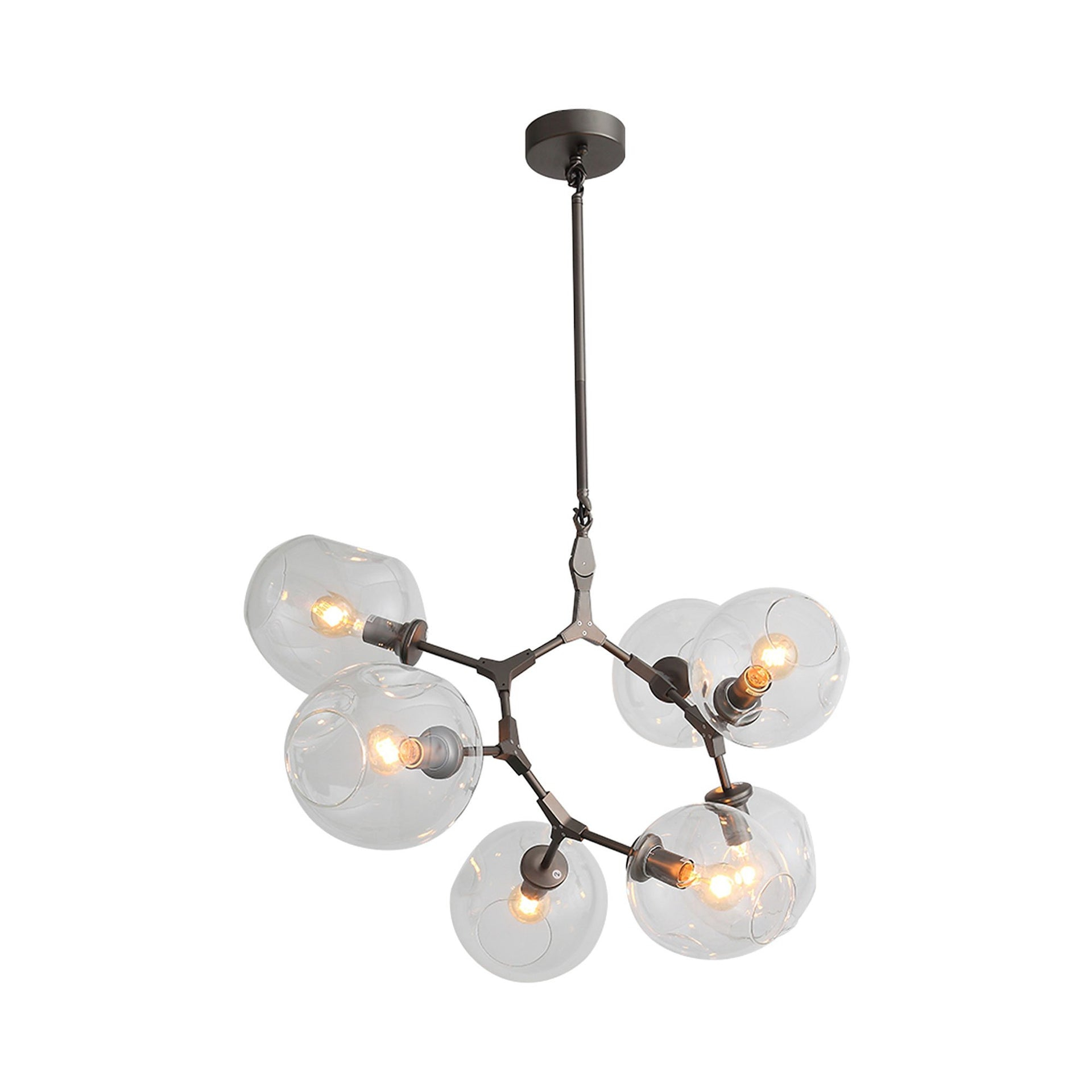 Fairfax Dark Bronze Aluminum and Iron Chandelier with Hand Blown Glass Globes