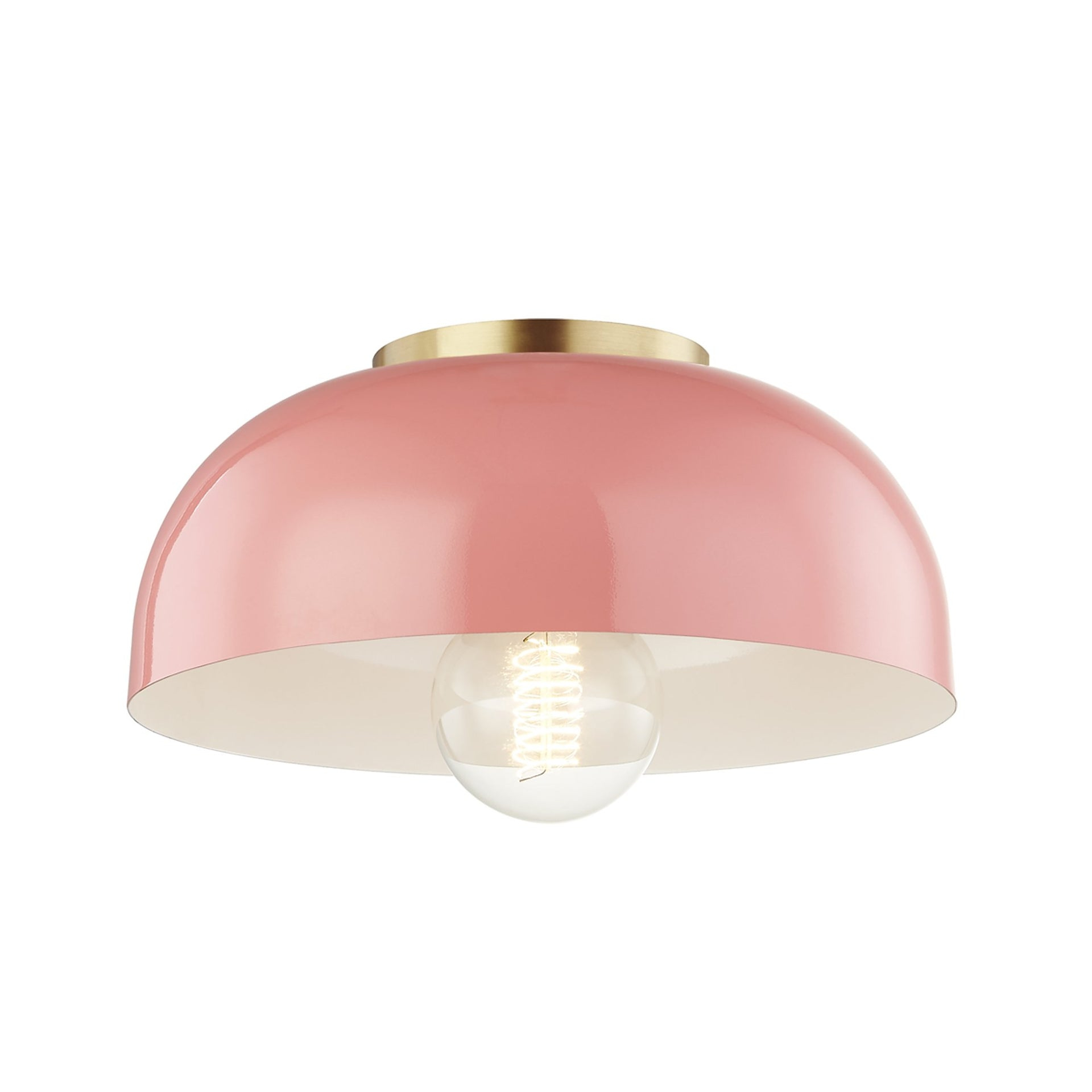 Dea Semi-Flush Mount Light - Aged Brass and Pink / Small