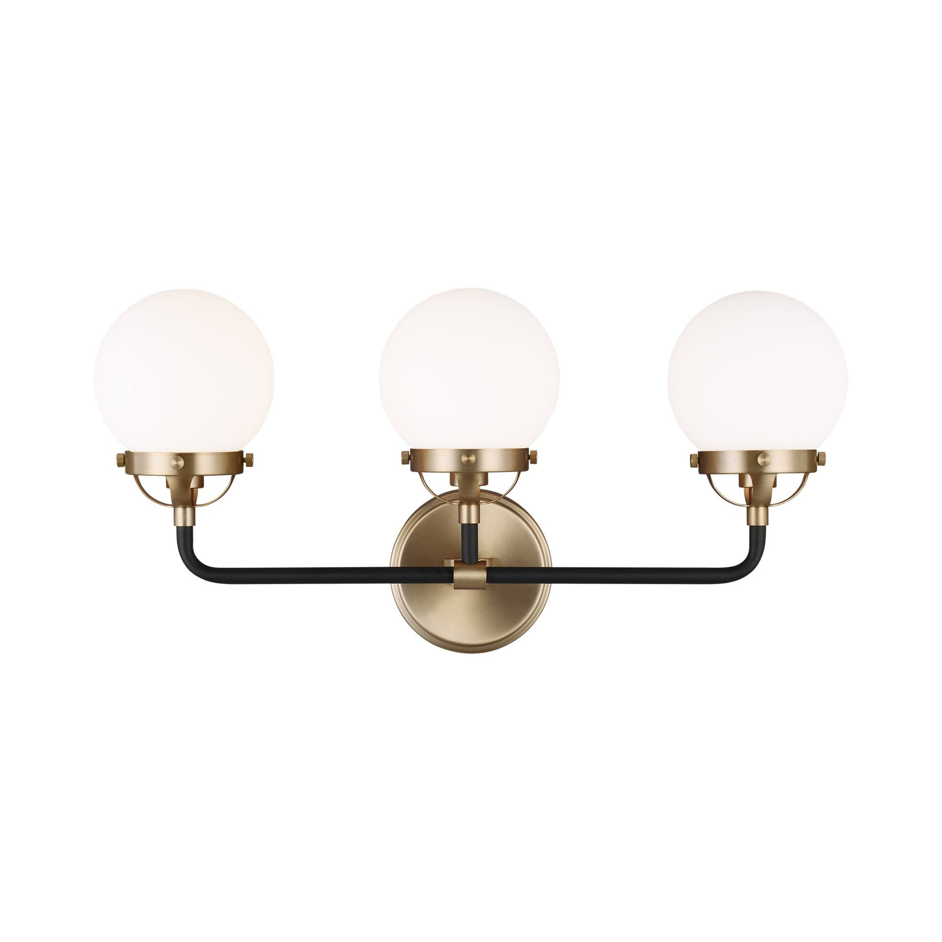 Satin Brass and Black 3-Light Globe Vanity Light