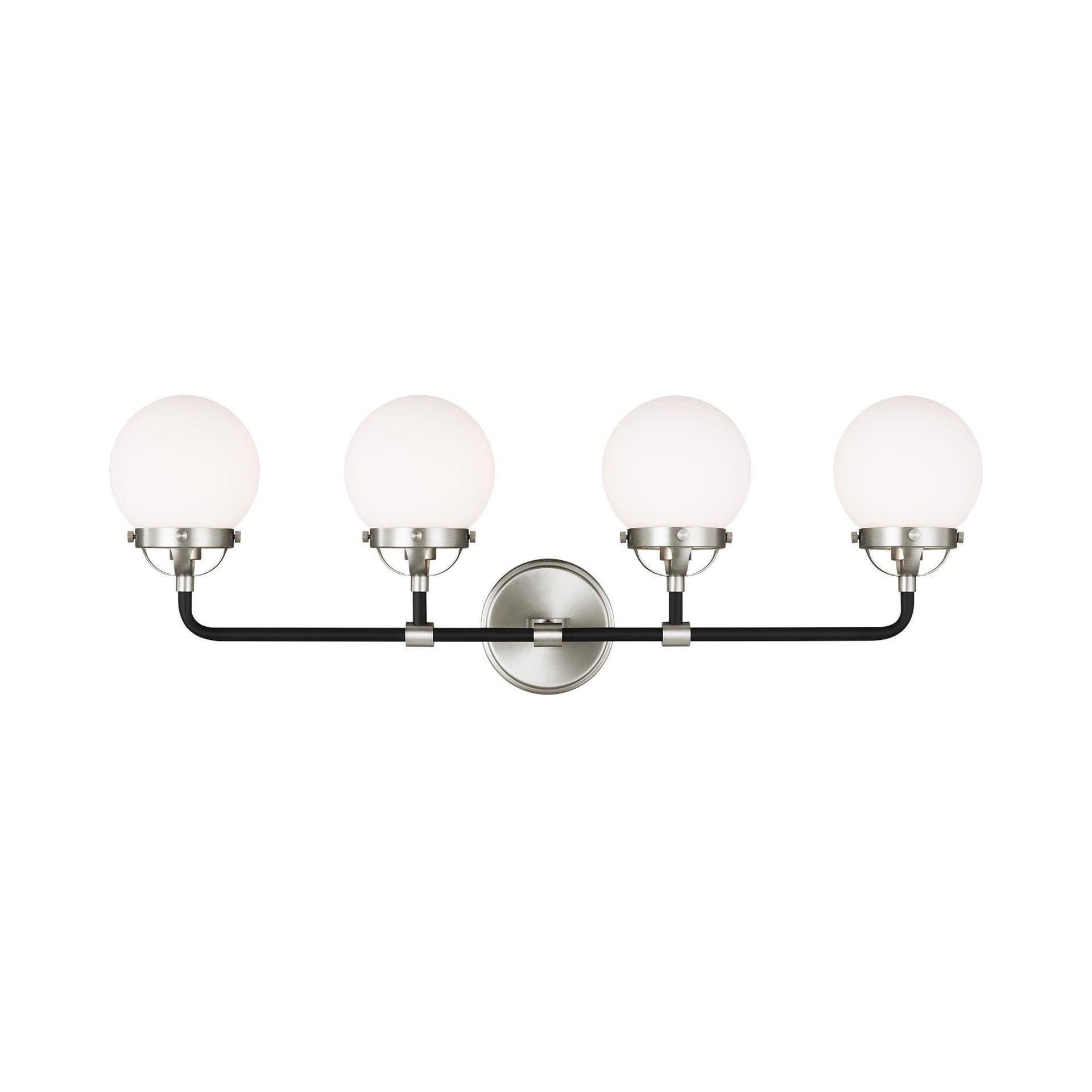 Midnight Black and Brushed Nickel 4-Light Vanity with Etched Glass