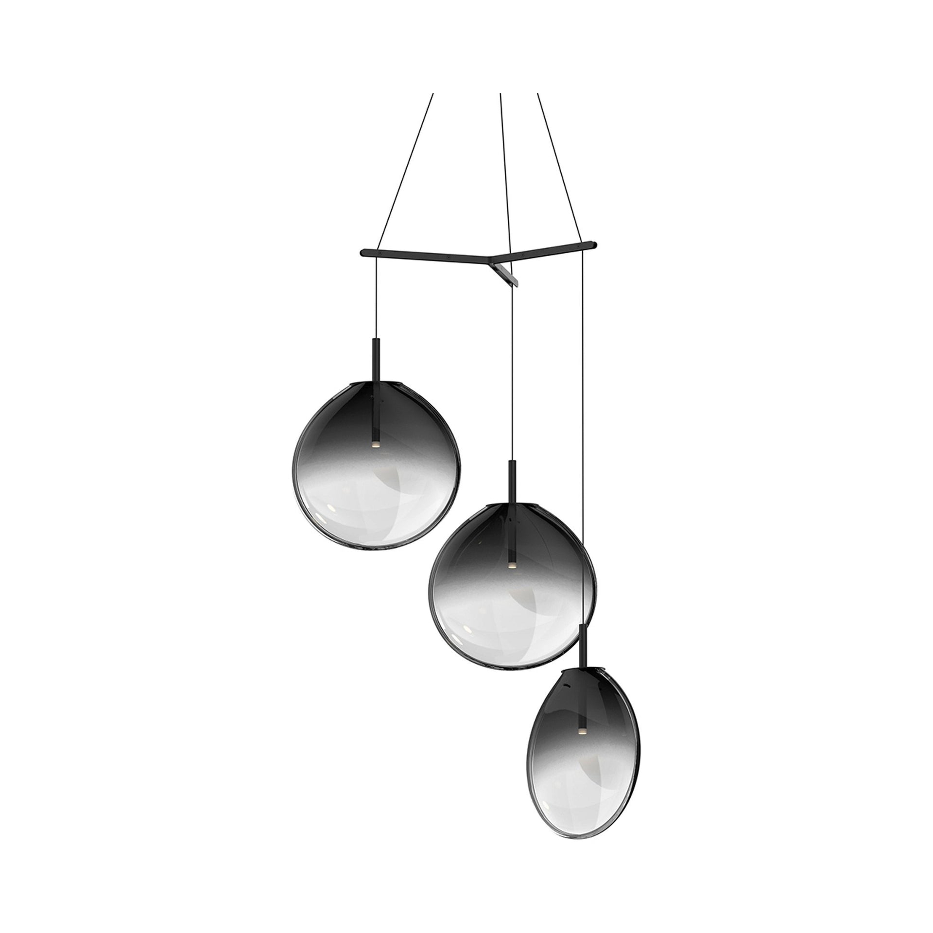 Cantina 36" Smoke Fade Glass LED Pendant Light - Satin Black