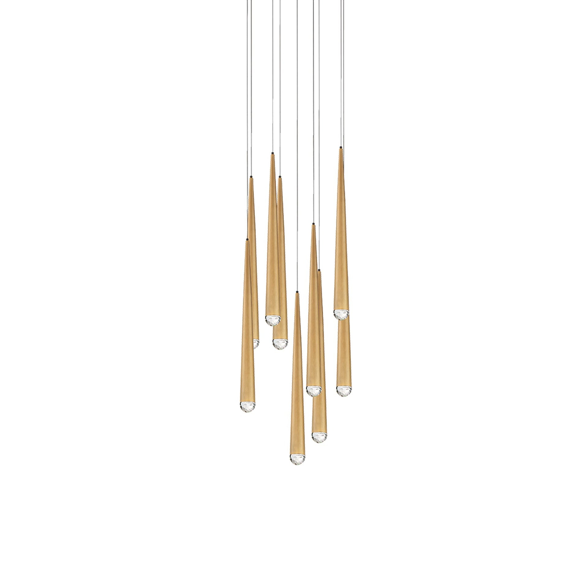 Cascade 9 - Light Aged Brass LED Cluster Pendant