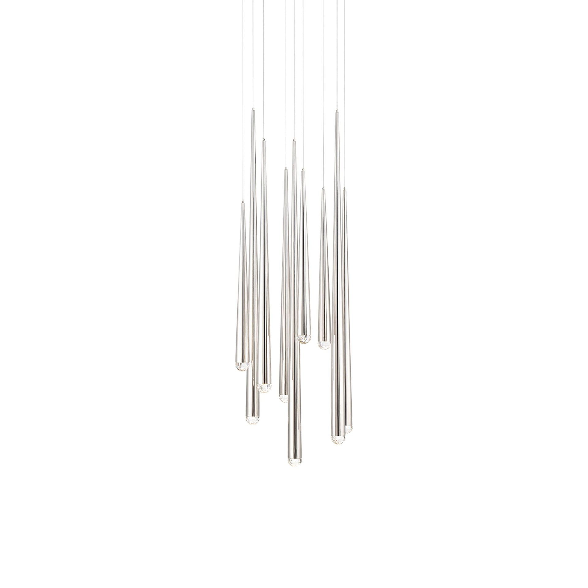 Cascade 9 - Light Polished Nickel LED Cluster Pendant