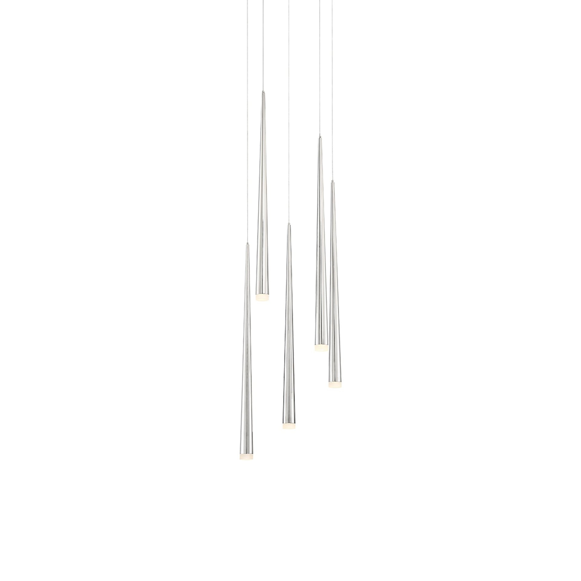 Cascade Polished Nickel 5-Light LED Pendant with Frosted Glass