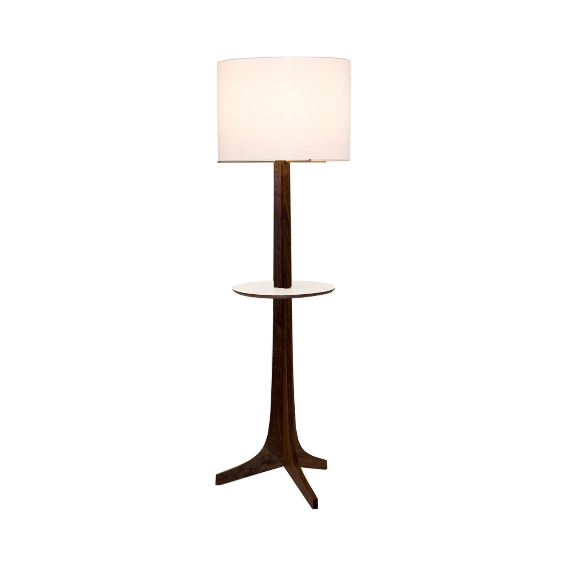Tripod Burlap Shade Floor Lamp with Brushed Aluminum and Dark Walnut